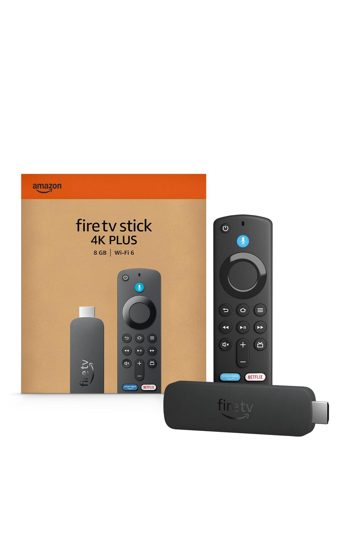 Amazon Fire TV Stick 4K Plus (newest model) with AI-powered Fire TV Search, Wi-Fi 6, stream hundreds of thousands of movies and shows, free & live TV, find shows faster with Alexa+ — product image 1