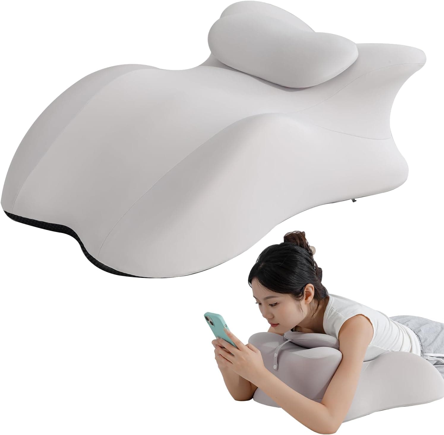 SheRest Adjustable Headrest Reading Pillow for Bed - Memory Foam Wedge (Light Gray) — product image 1