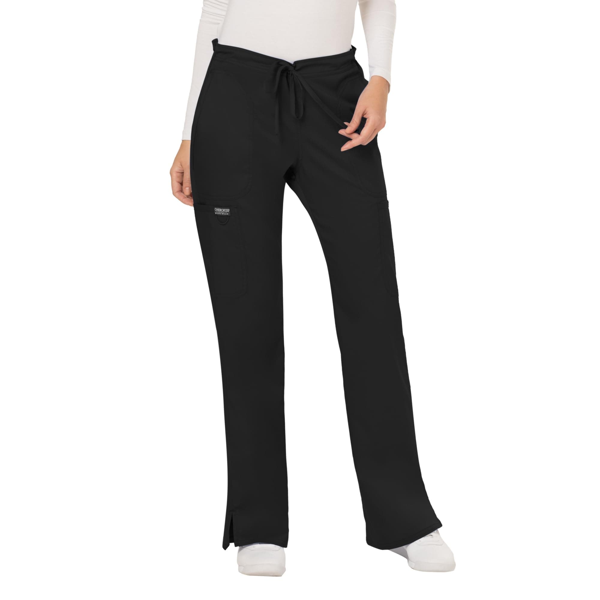 Cherokee Scrub Pants for Women Mid Rise Flare Yoga Scrubs Pant, 2-Way Stretch Drawstring Medical Bottoms, 5 Pockets-WW120 — product image 1