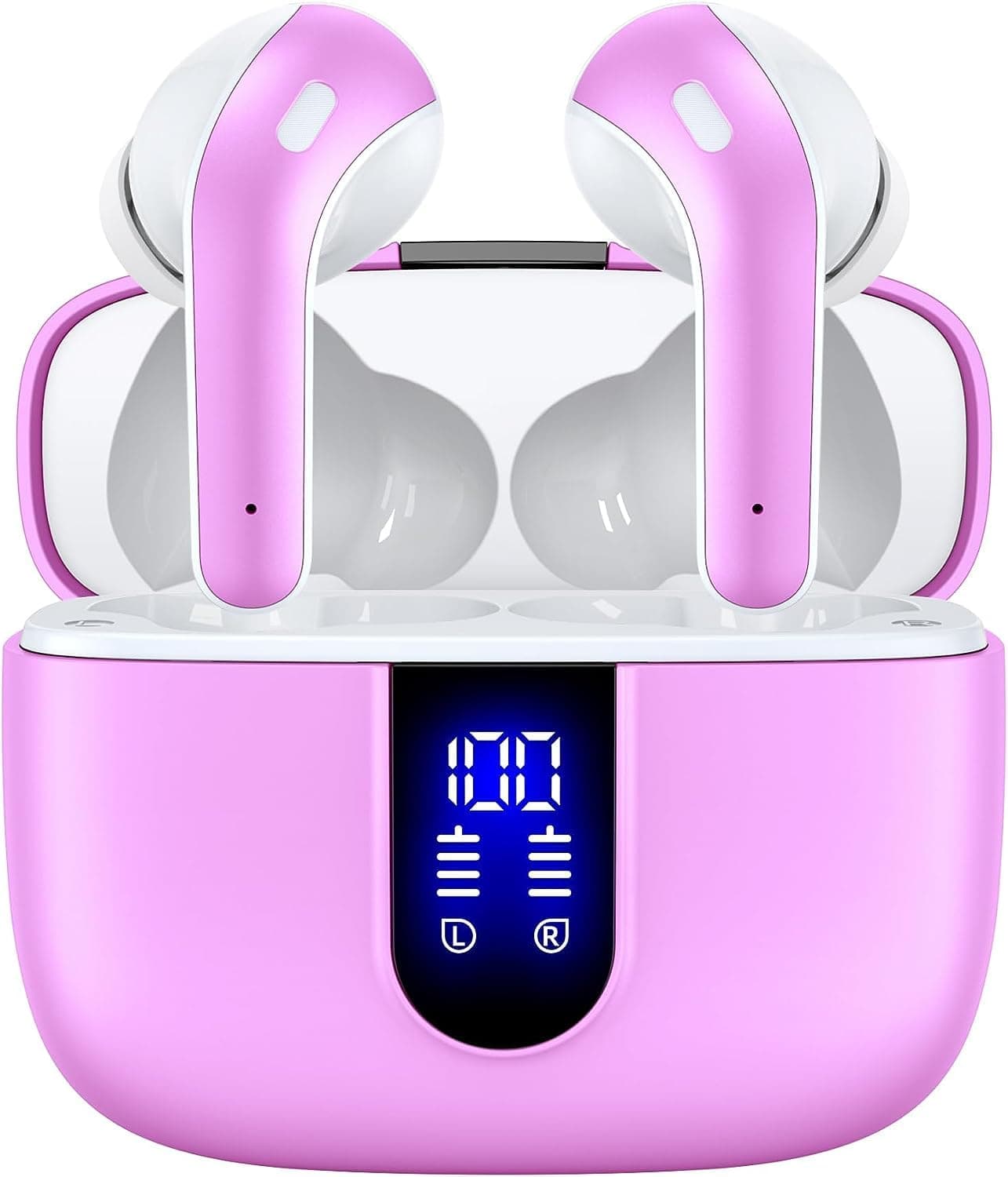 TAGRY Bluetooth Headphones True Wireless Earbuds 60H Playback LED Power Display Earphones with Wireless Charging Case IPX5 Waterproof in-Ear Ear buds with Mic for TV Smart Phone Laptop Computer Sports — product image 1