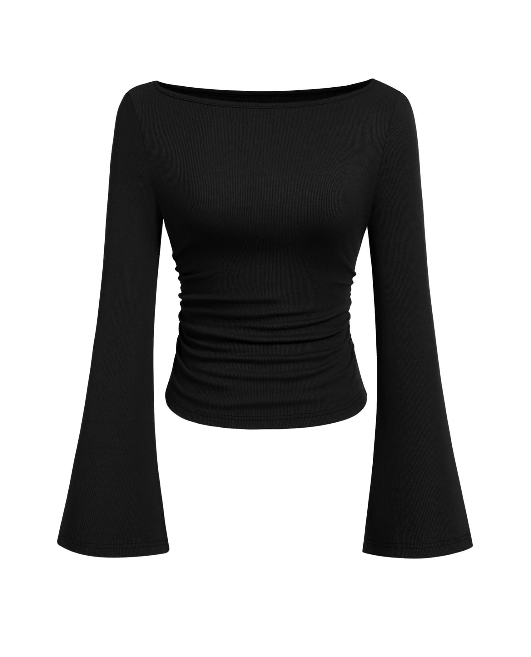 PRETTYGARDEN Womens Bell Long Sleeve Ribbed Knit Tops — product image 1