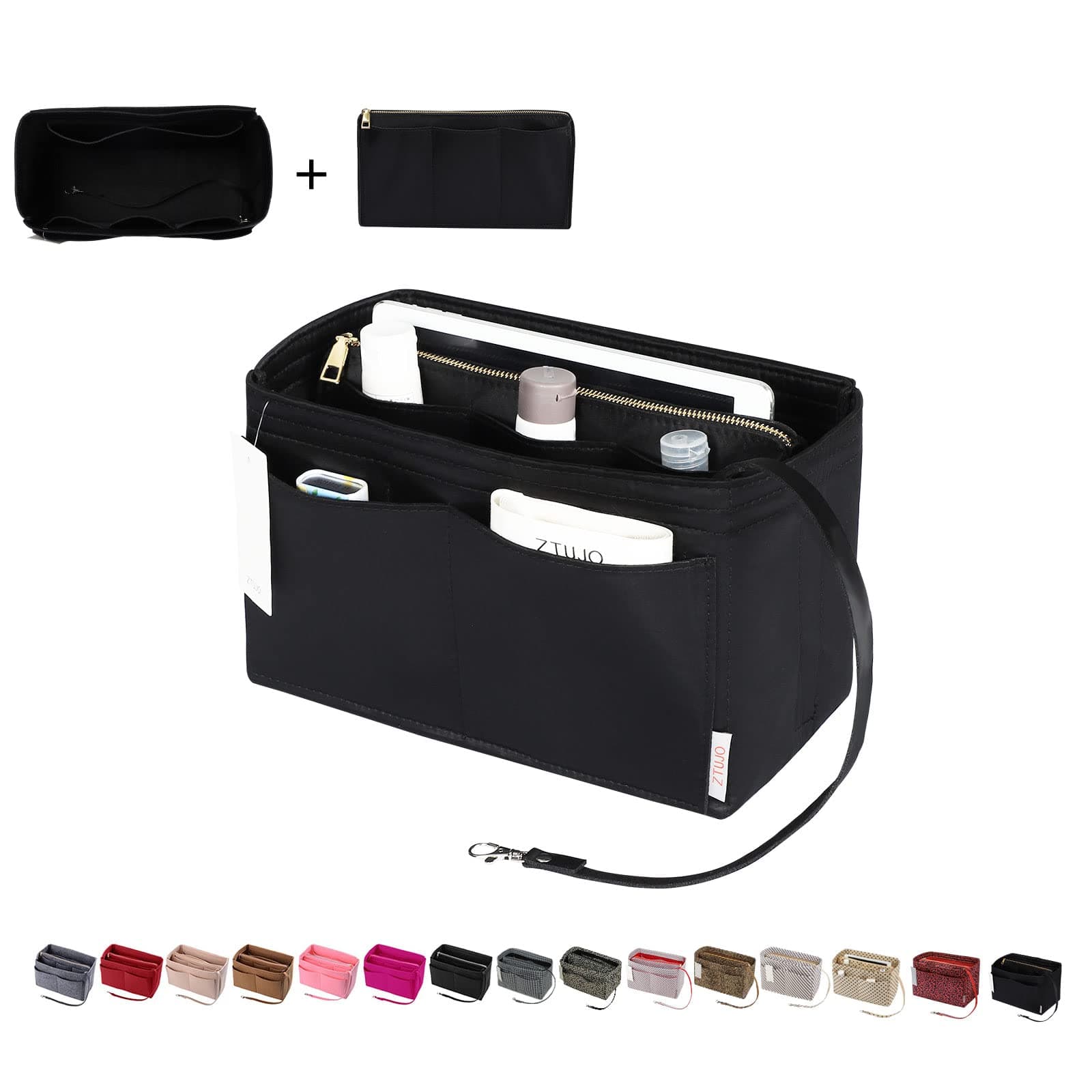 ZTUJO Purse Organizer Insert, Felt Bag Organizer with Metal Zipper, Handbag & Tote Shaper, For Speedy Neverfull Tote, 7 Sizes — product image 1