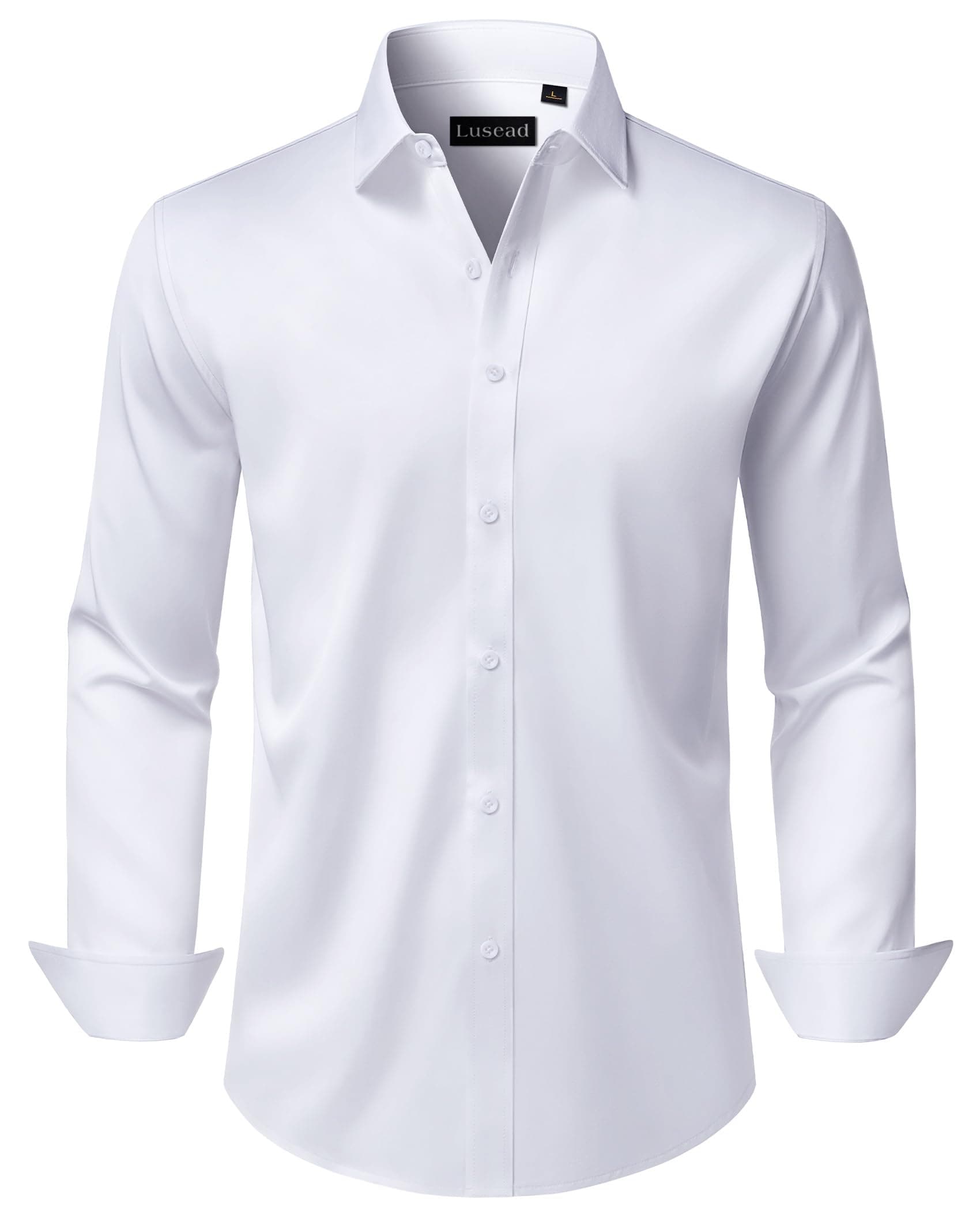 Lusead Men's Dress Shirts Long Sleeve Stretch Wrinkle Free Wedding Formal Business Button Down Shirt — product image 1