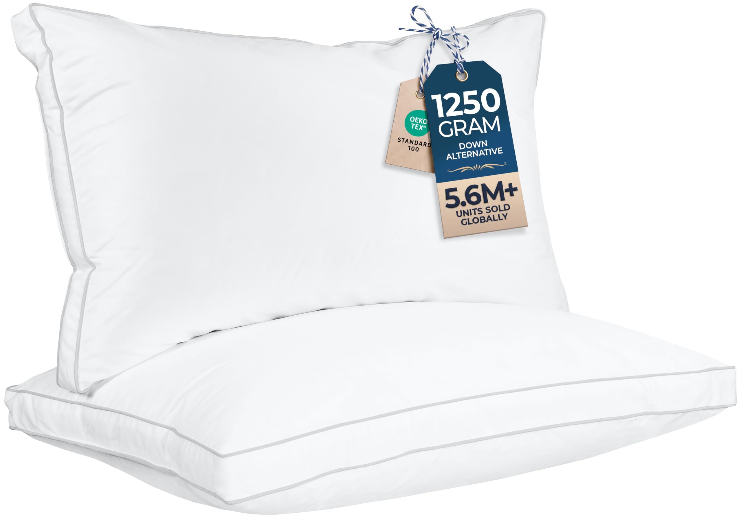 Utopia Bedding Gusset Bed Pillow, Hotel Pillows King Size Set of 2, White — product image 1