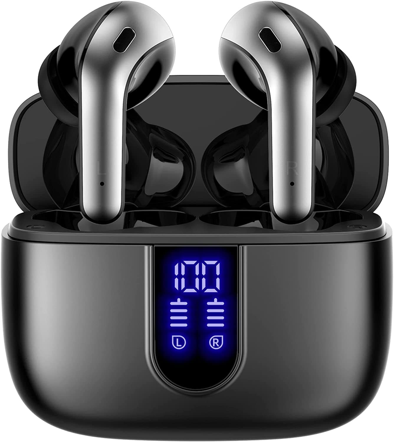 TAGRY Bluetooth Headphones True Wireless Earbuds 60H Playback LED Power Display Earphones with Wireless Charging Case IPX5 Waterproof in-Ear Ear buds with Mic for TV Smart Phone Laptop Computer Sports — product image 1