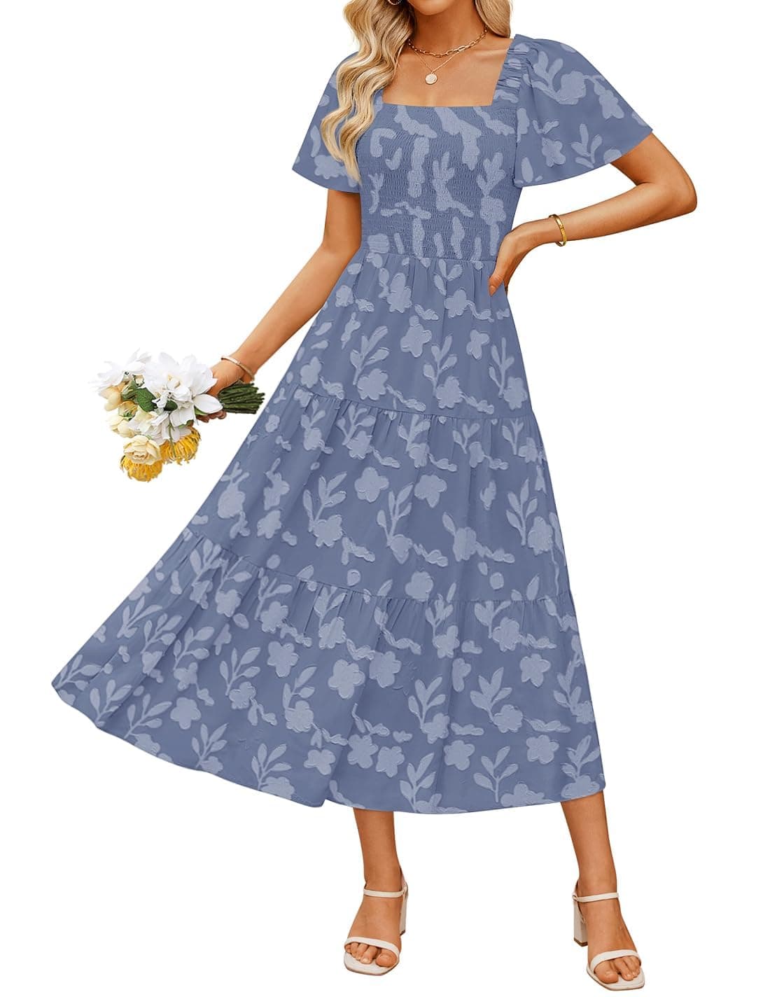 ZESICA Womens 2026 Summer Boho Wedding Guest Midi Dresses — product image 1