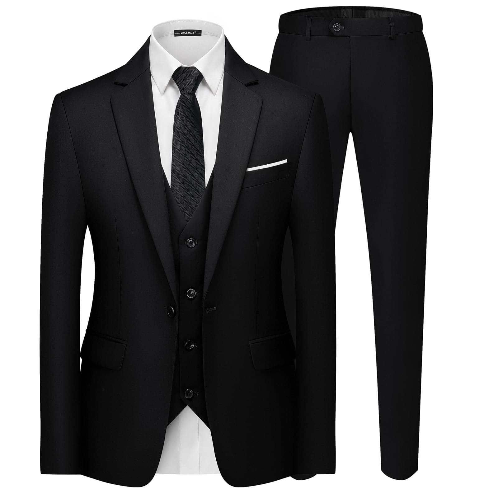 MAGE MALE Men's 3 Pieces Suit Elegant Solid One Button Slim Fit Single Breasted Party Blazer Vest Pants Set — product image 1