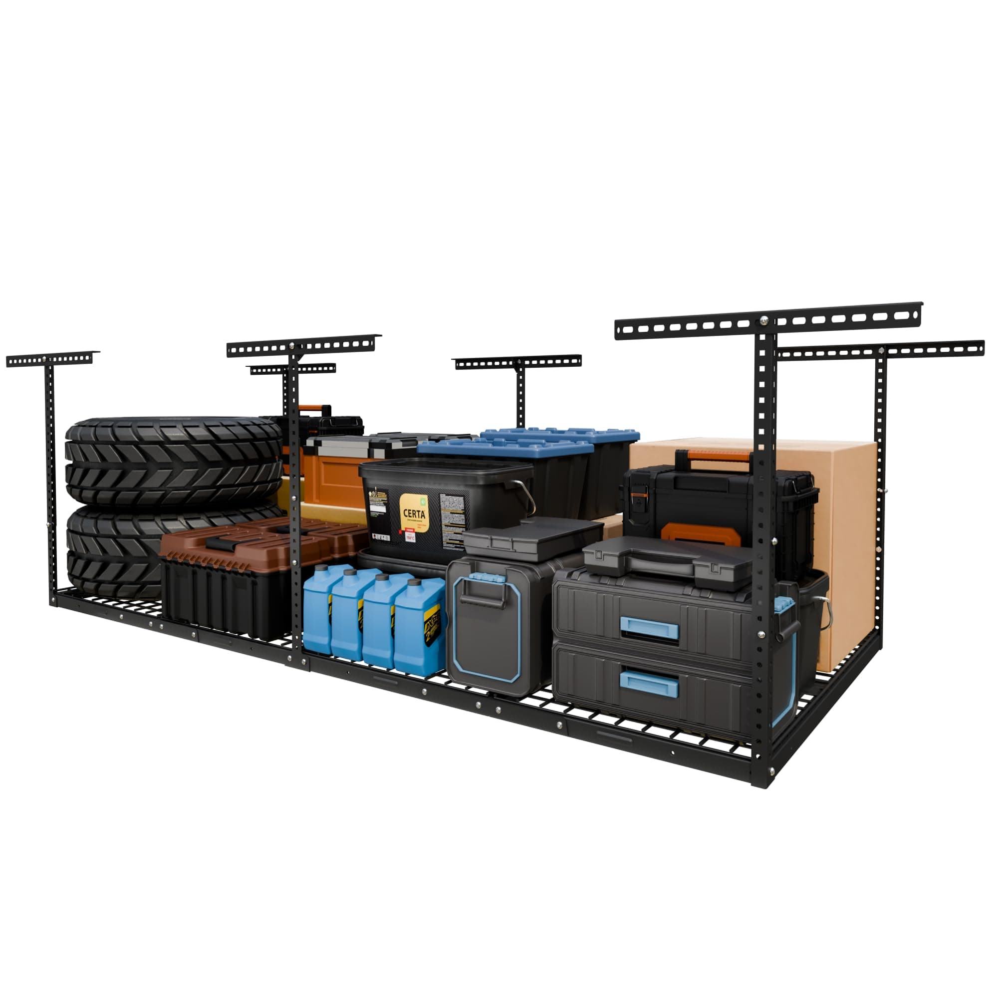 FLEXIMOUNTS 4x8 Overhead Garage Ceiling Storage Rack Organization, Black — product image 1