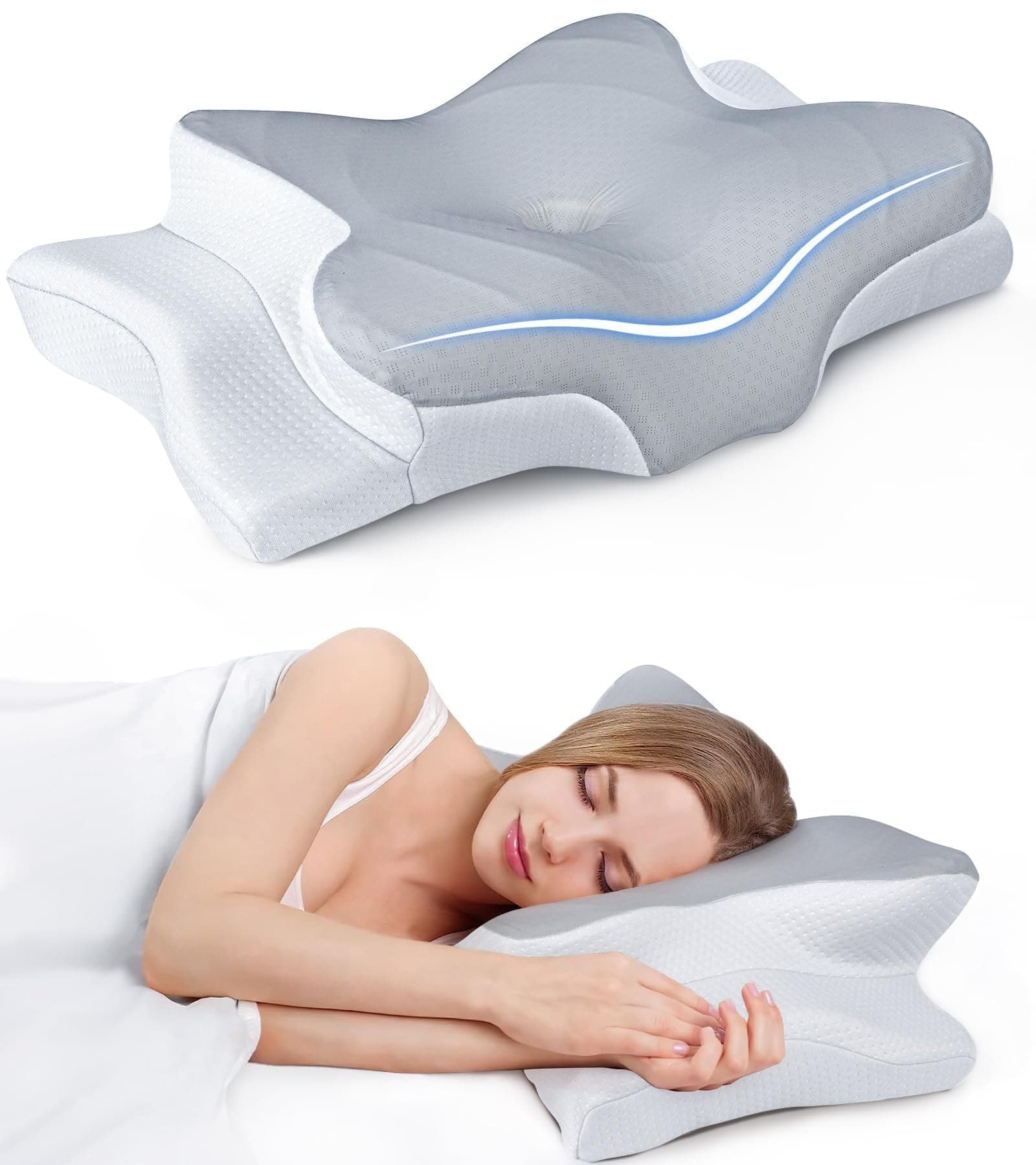 Ultra Pain Relief Cooling Pillow for Neck Support, Adjustable Cervical Pillow Cozy Sleeping, Odorless Ergonomic Contour Memory Foam Pillows, Orthopedic Bed Pillow for Side Back Stomach Sleeper — product image 1