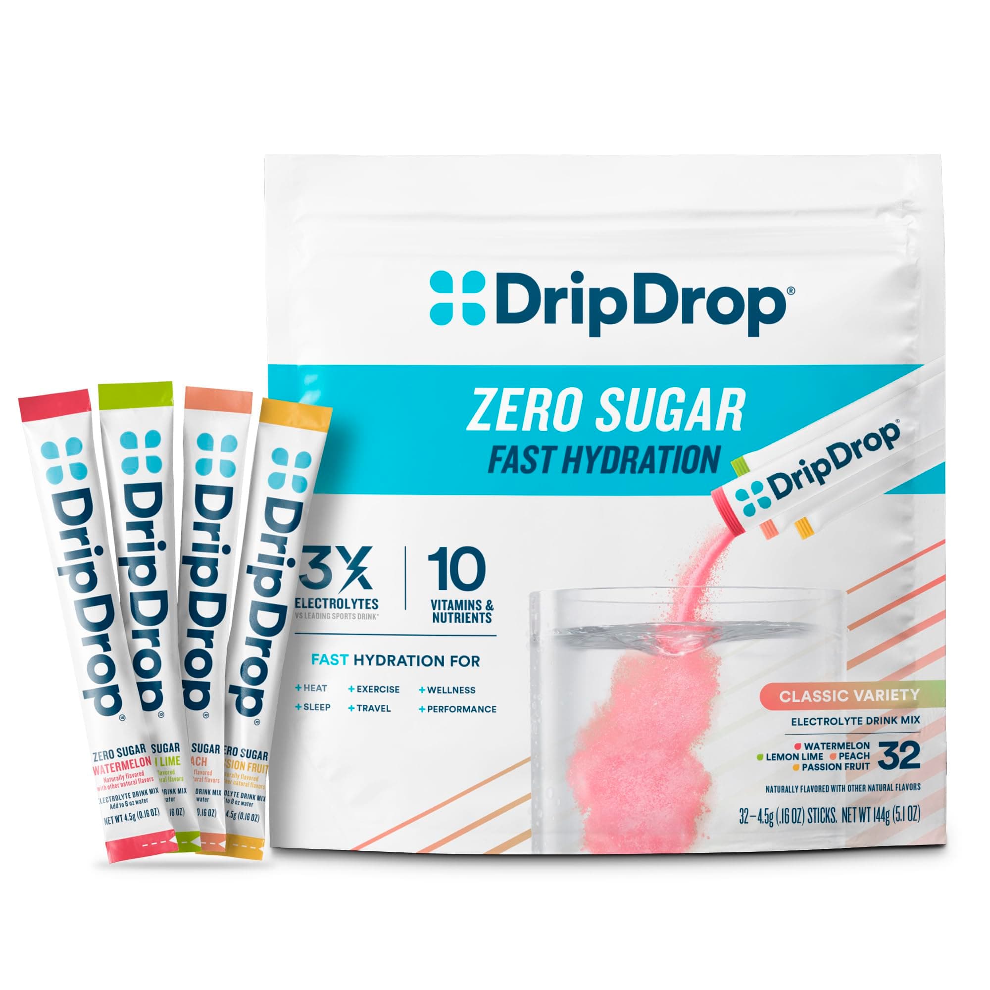 DripDrop Hydration Sugar Free Electrolyte Packets, Variety Pack, 32 Count — product image 1