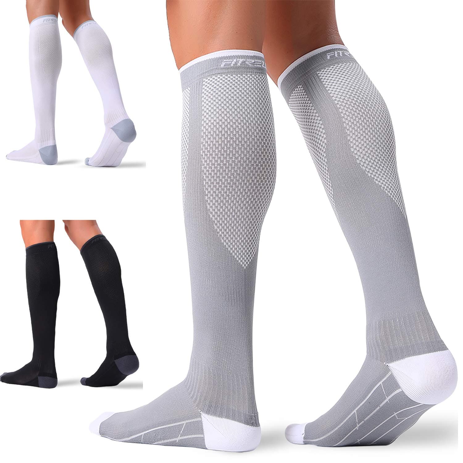FITRELL 3 Pairs Compression Socks for Women and Men 20-30mmHg-Circulation Support Socks — product image 1