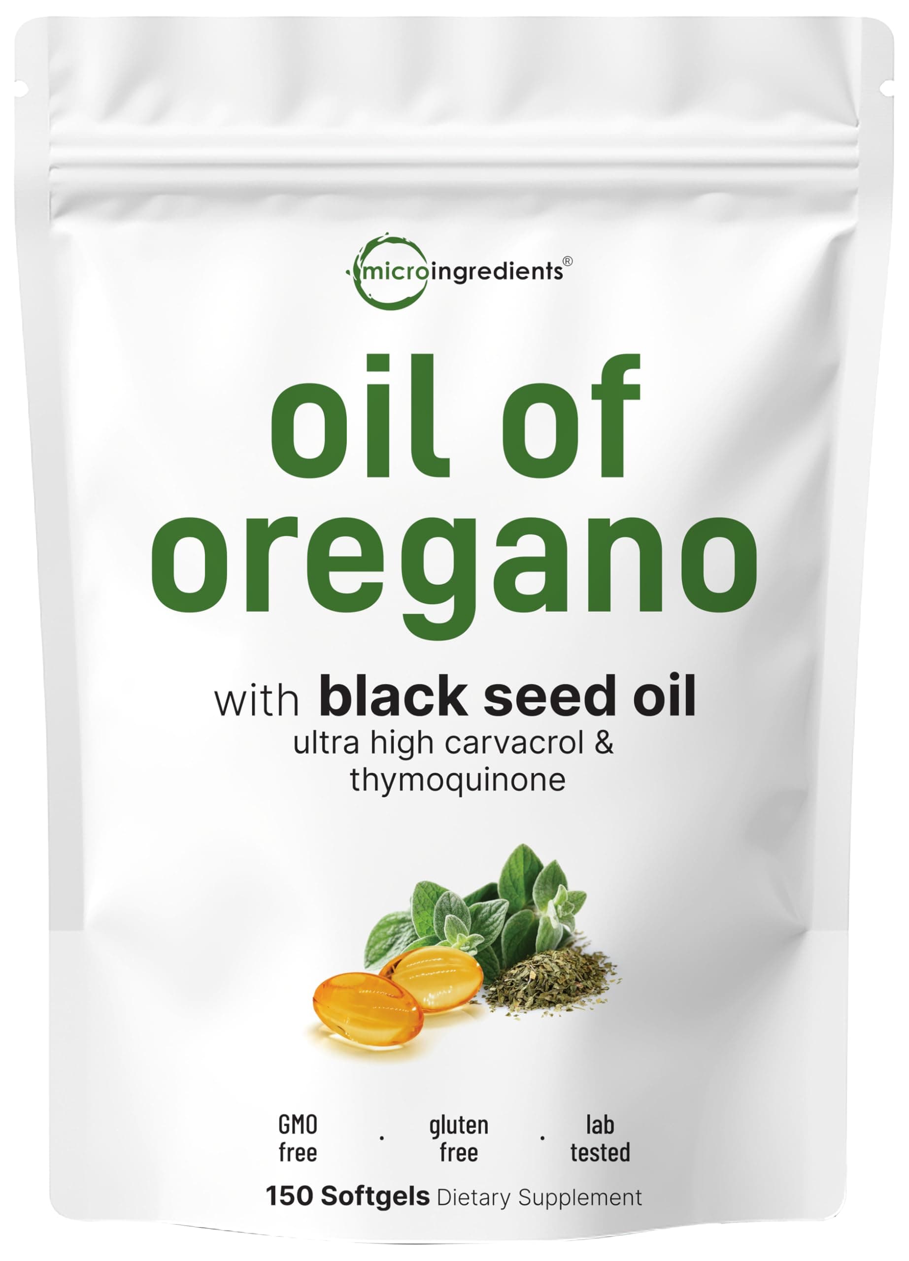 Micro Ingredients Oil of Oregano with Black Seed Oil, 150 Softgels — product image 1