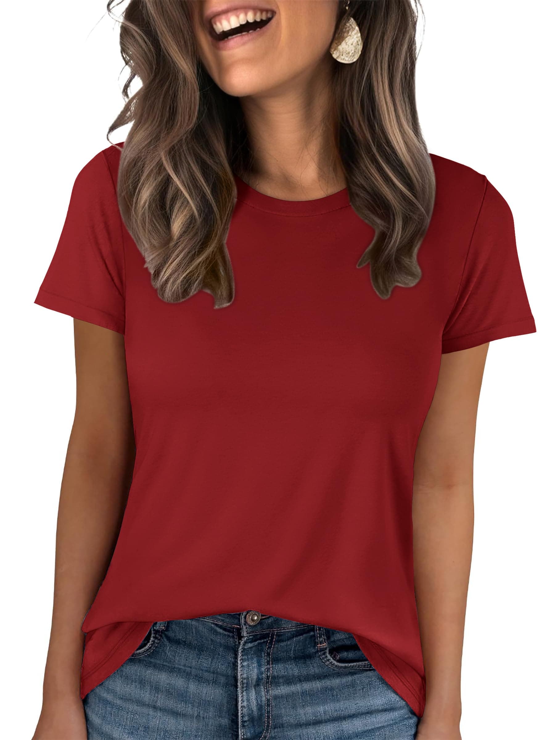 ANRABESS Women Short Sleeve Tops Summer Wrinkle-Free Basic Tee Shirts — product image 1