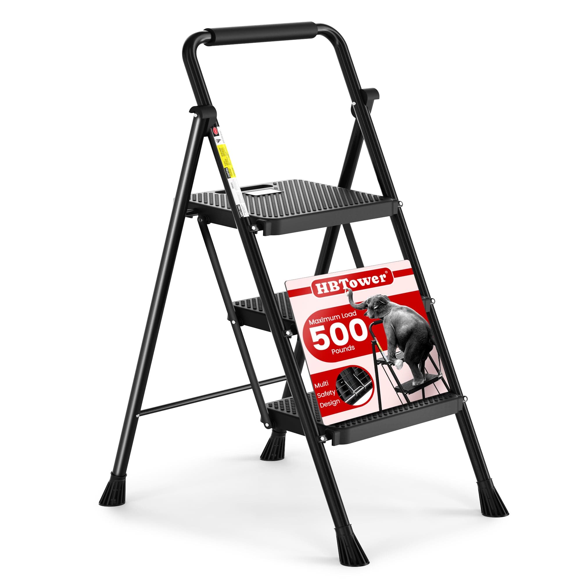 HBTower Step Ladder, Folding Step Stool with Wide Anti-Slip Pedal — product image 1