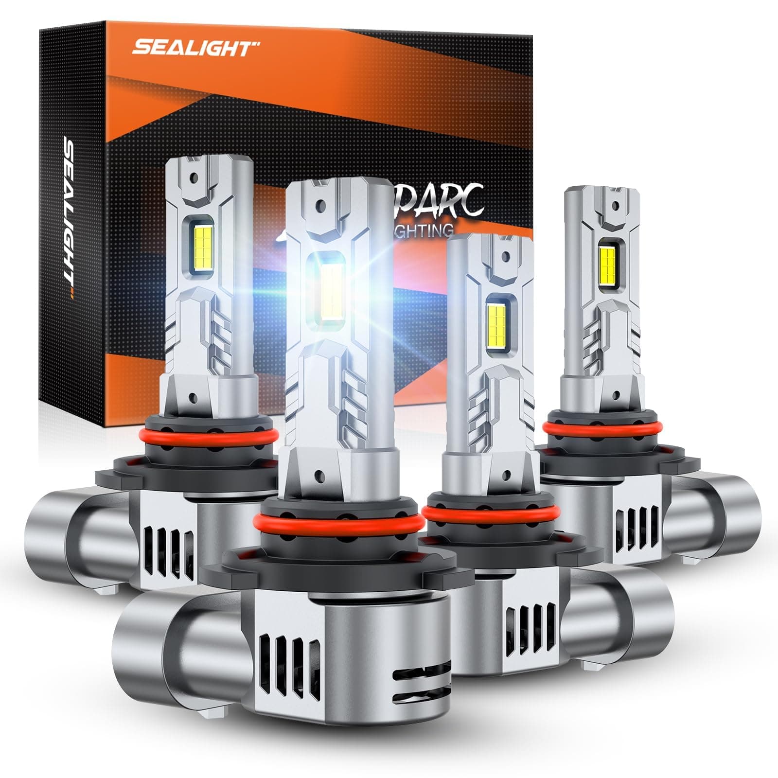 SEALIGHT S2S 9005/HB3 9006/HB4 Light Bulbs Combo, 160,000LM Super Brighter, 6500K Pure White 9005 9006 Fog Bulbs, with Cooling Fan 80K+ Hours Lifespan, 4-Pack — product image 1