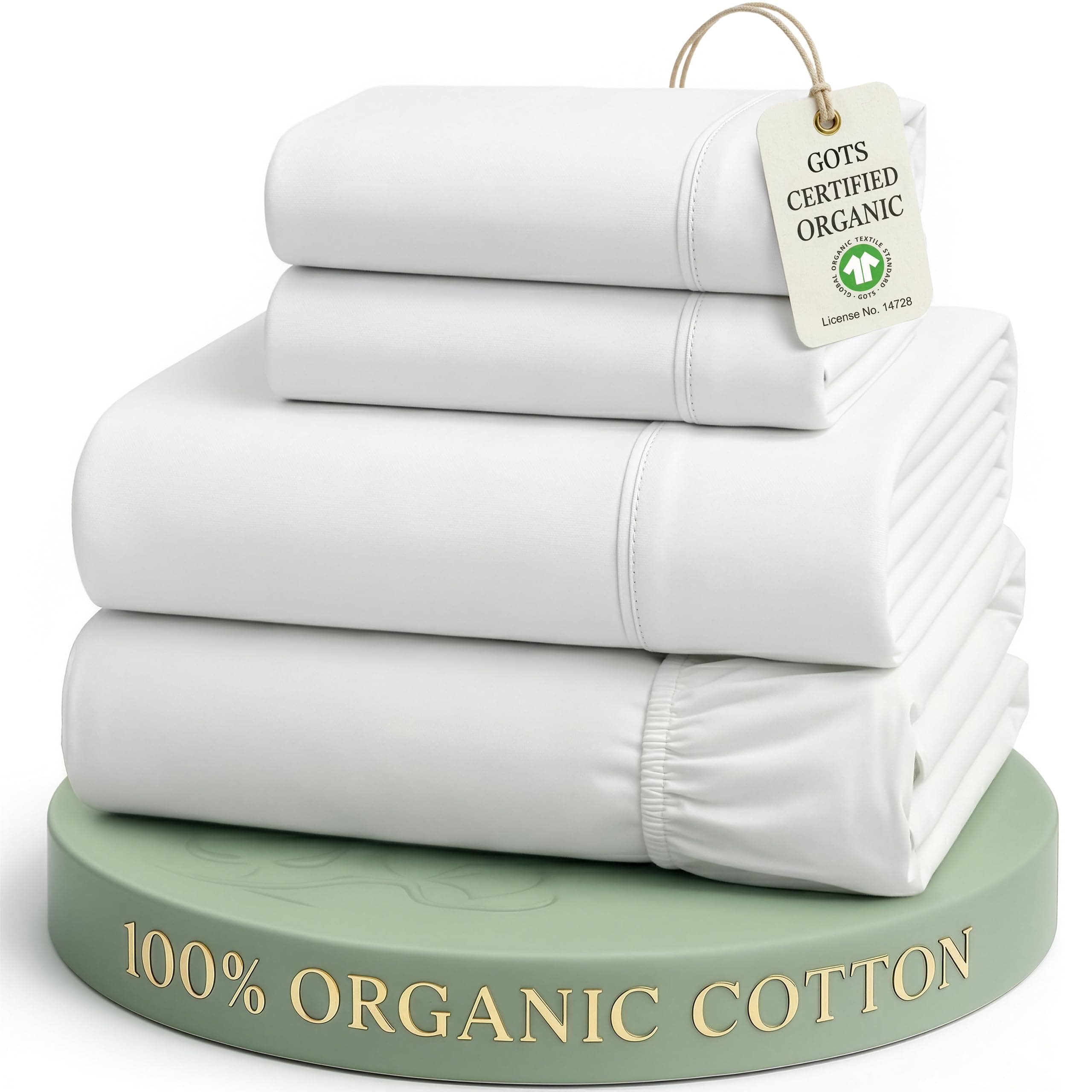 LANE LINEN Queen Sheets 100% Organic Cotton 4pc Percale Cooling - White — product image 1