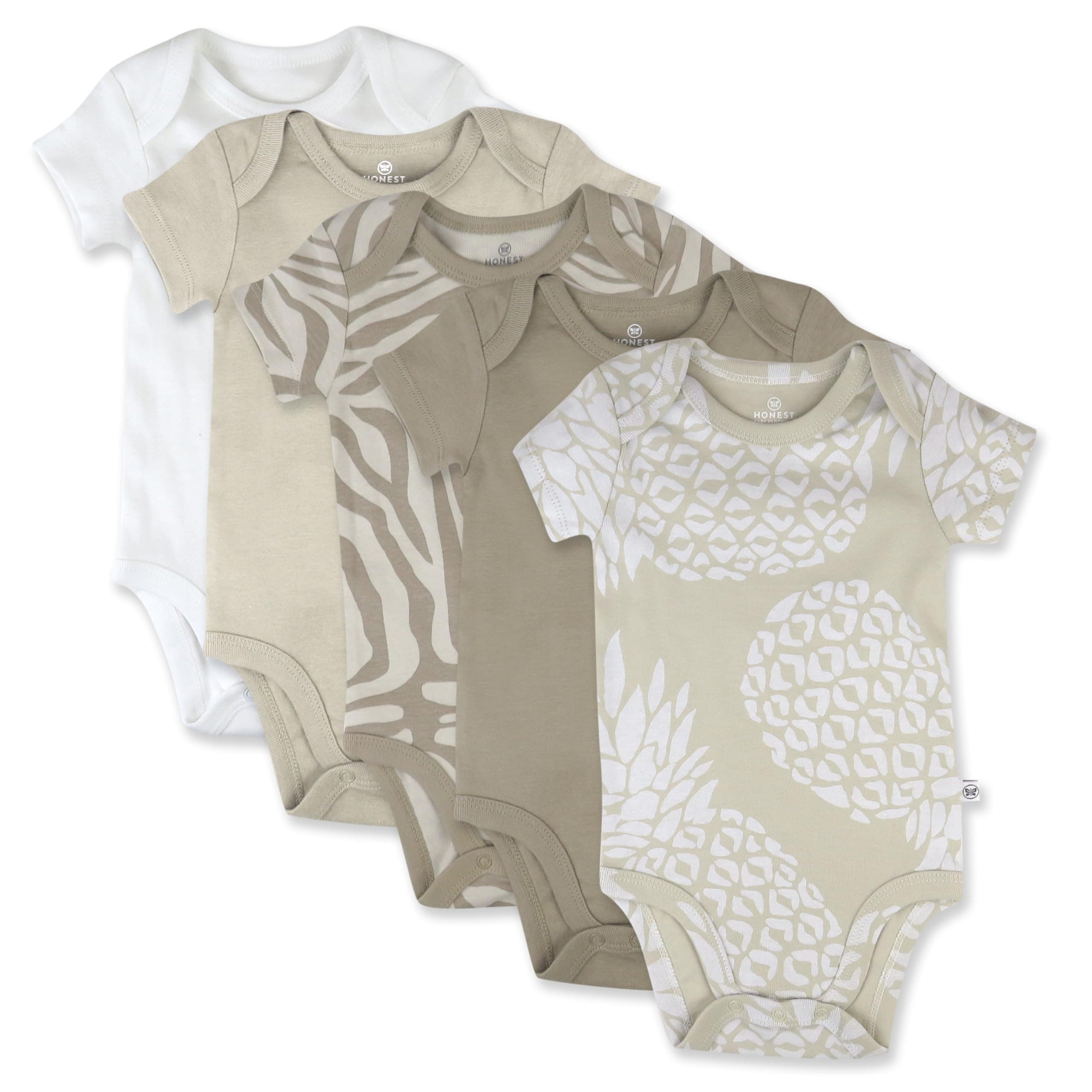 HonestBaby 5-pack Short Sleeve Bodysuits One-piece 100% Organic Cotton for Infant Baby Boys — product image 1