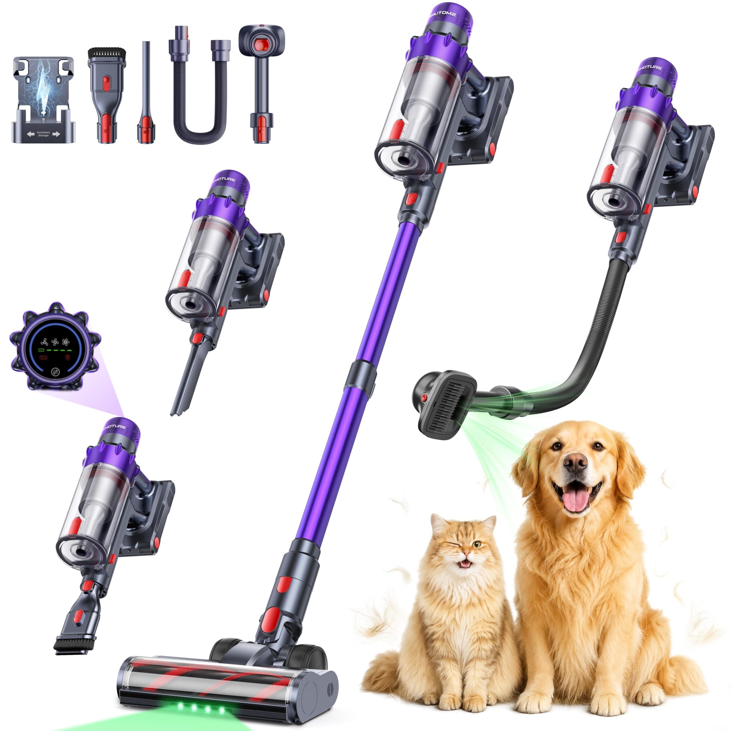 SMOTURE Cordless Vacuum Cleaner, 650W 55KPA 70Mins Vacuum Cleaners for Home, Cordless Stick Vacuum with Pet Brush, LED Touch Screen, Flexible Hose, Wireless Handheld Vacuum for Pet Hair/Carpet/Floor — product image 1