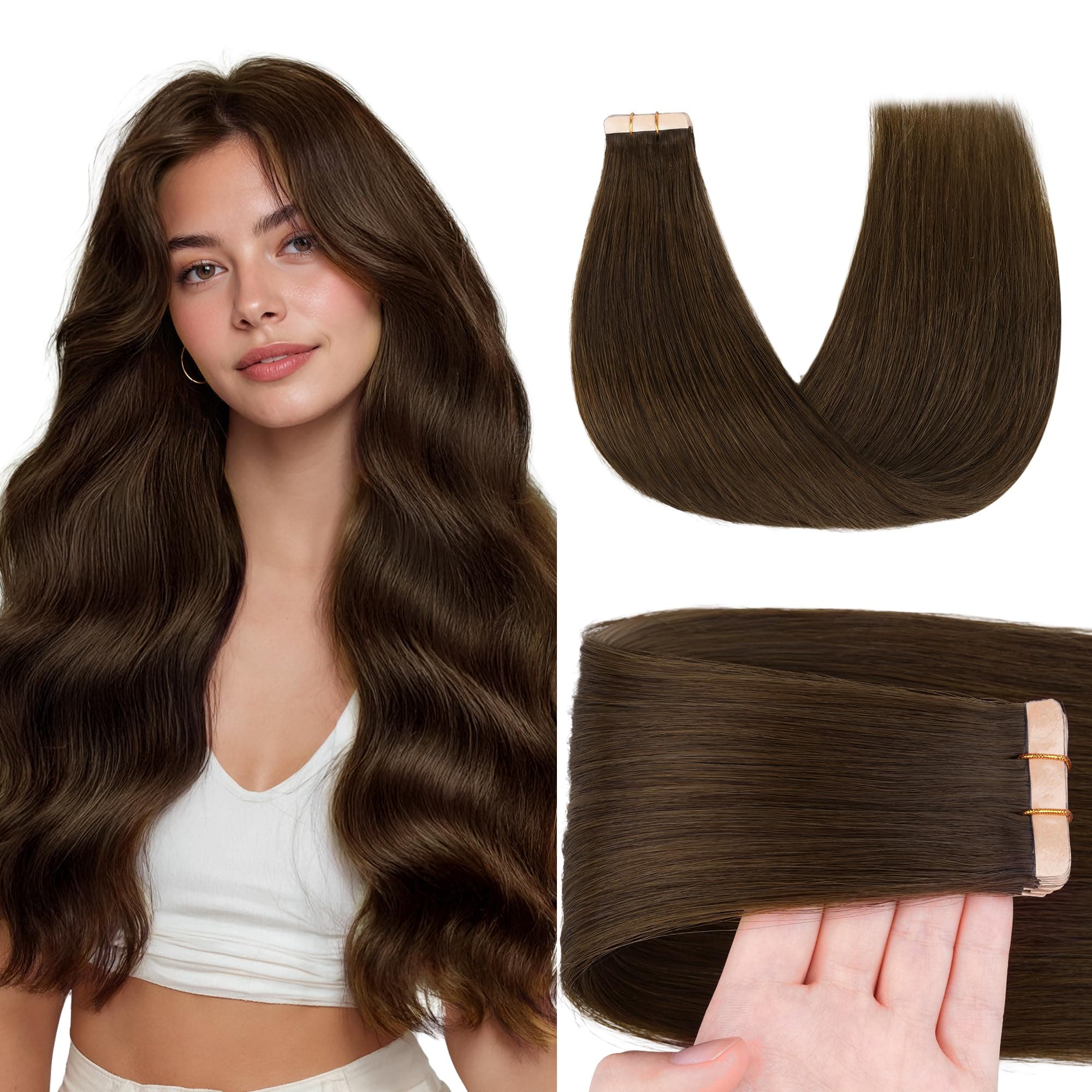 GOO GOO Tape in Hair Extensions Human Hair 18" 50g 20pcs #4H — product image 1