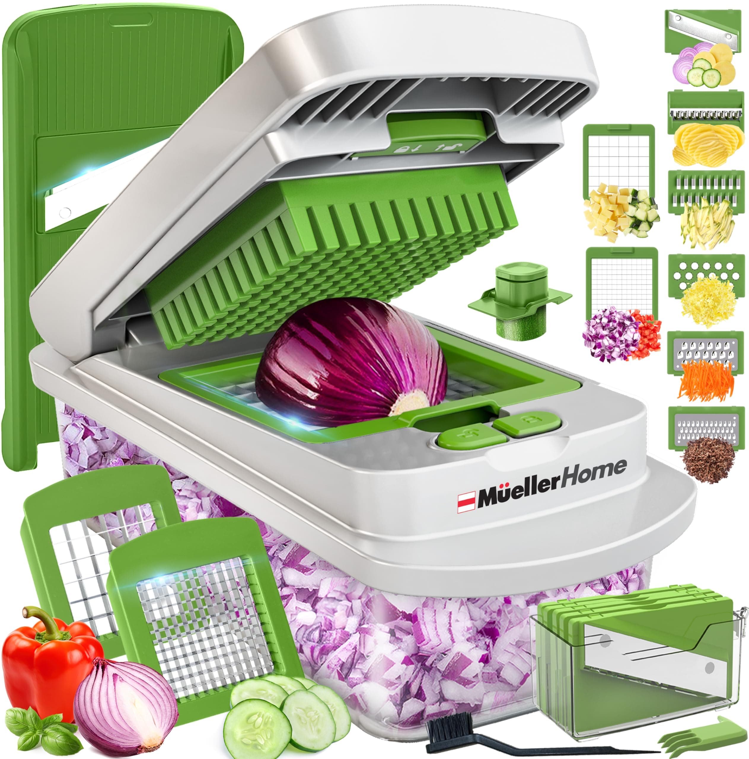 MUELLER HOME Pro-Series 10-in-1 Vegetable Chopper, 8 Blade Onion Mincer — product image 1