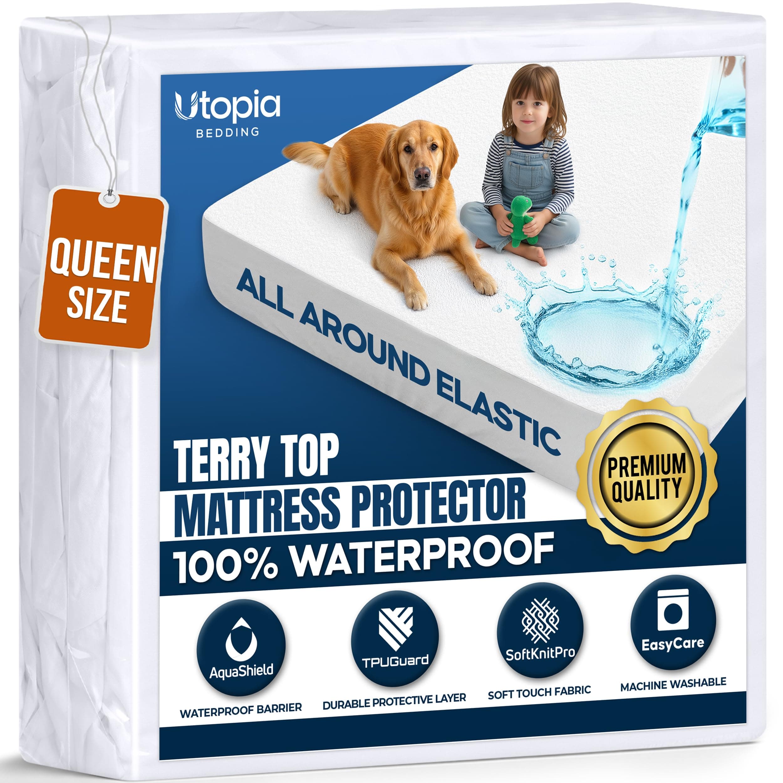 Waterproof Queen Size Mattress Protector fits Upto 17" Deep Pocket — product image 1