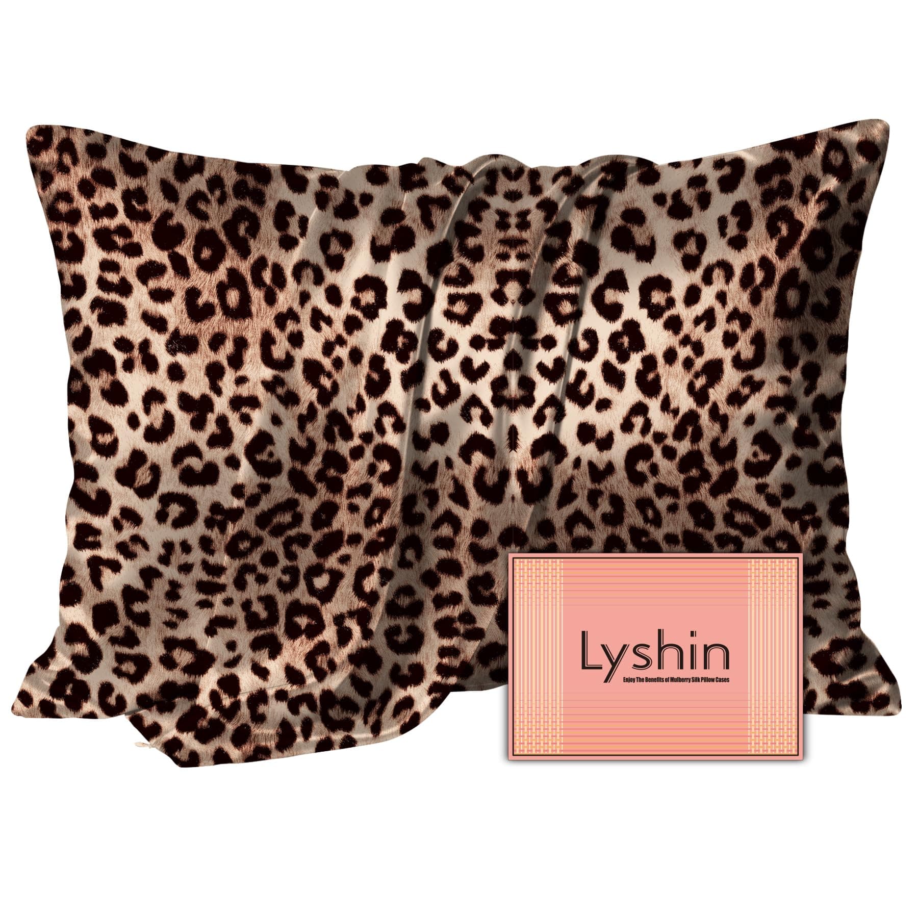 LYSHIN Silk Pillow Cases Standard Size with Hidden Zipper, Leopard — product image 1