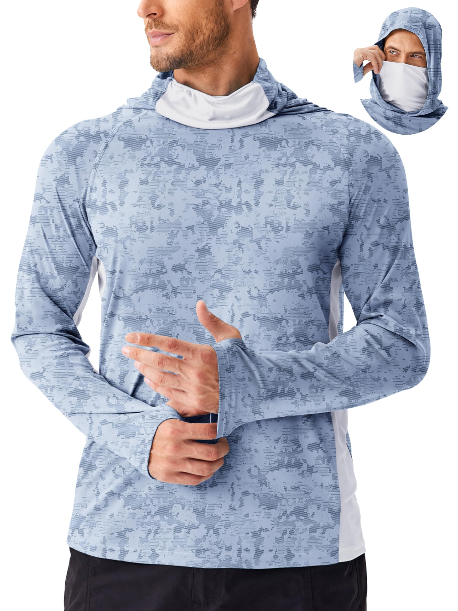 PINSPARK UPF 50+ Sun Hoodie Long Sleeve Fishing Shirts for Men with Mask — product image 1