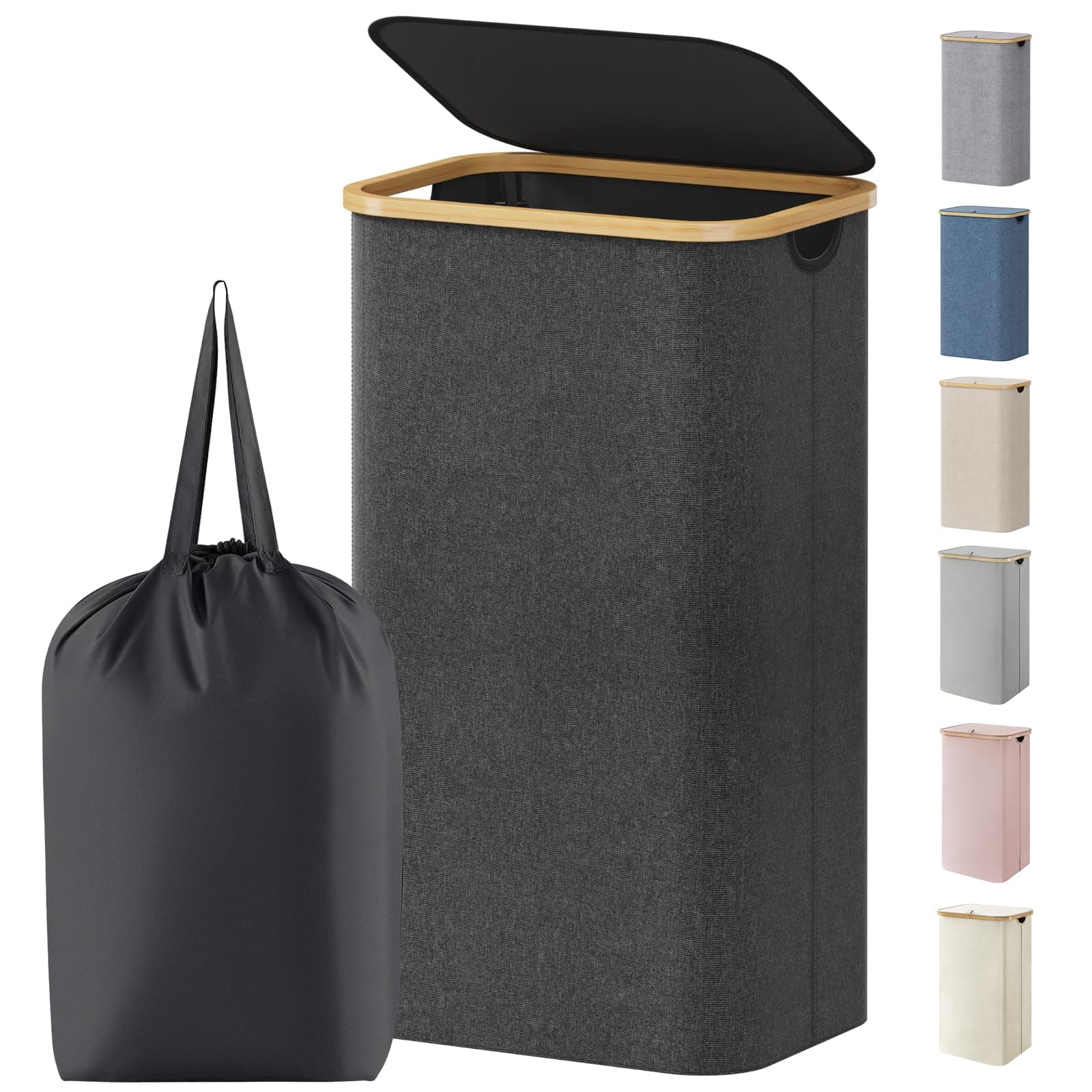 Lifewit 105L Large Laundry Basket with Lid, Removable Bags, Dark Gray — product image 1