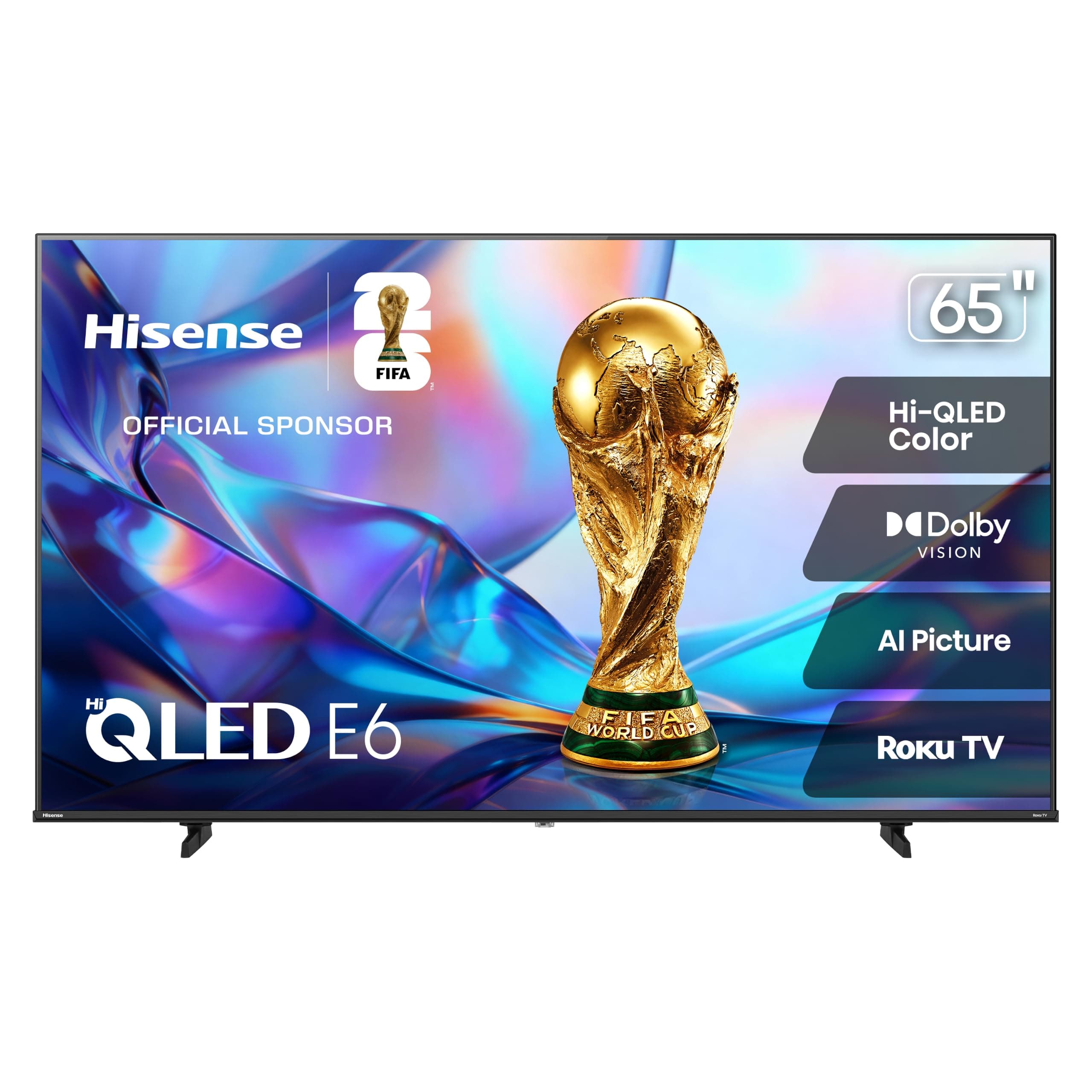 Hisense 65" Class E6SR Series Hi-QLED 4K UHD Smart Roku TV (65E6SR, 2026 Model) - Dolby Vision, Game Mode Plus, VRR, ALLM, DTS Virtual:X, Apple AirPlay, Compatible with Alexa and Google Assistant — product image 1