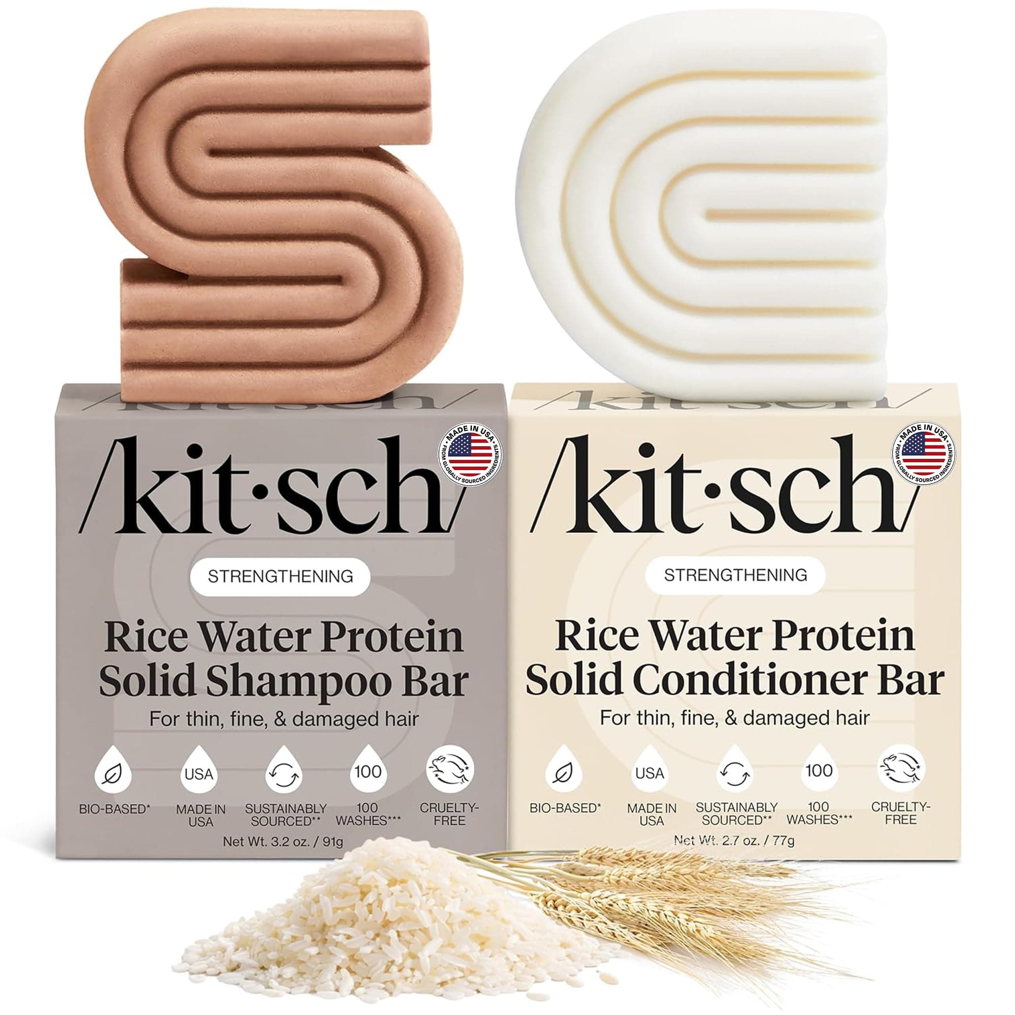 Kitsch Rice Water Solid Shampoo and Conditioner Set for Hair Growth – 2 pcs — product image 1