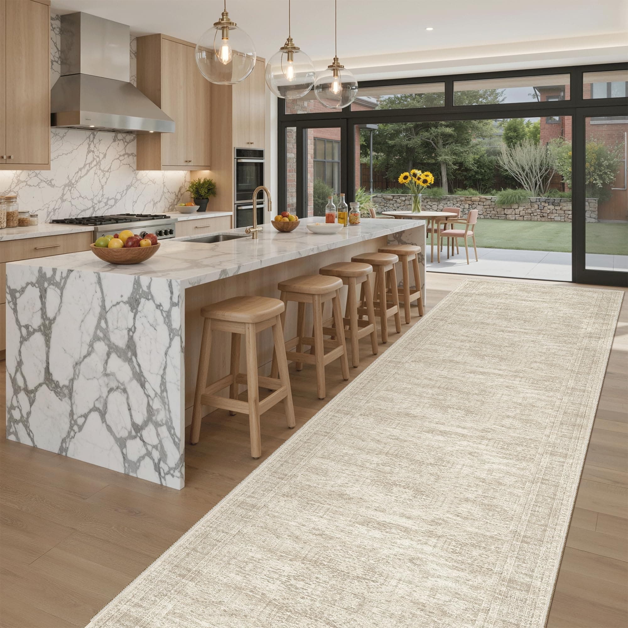 Soalmost Washable 3x18 Hallway Runner Rug Non-Slip Kitchen Entry Rugs Beige — product image 1