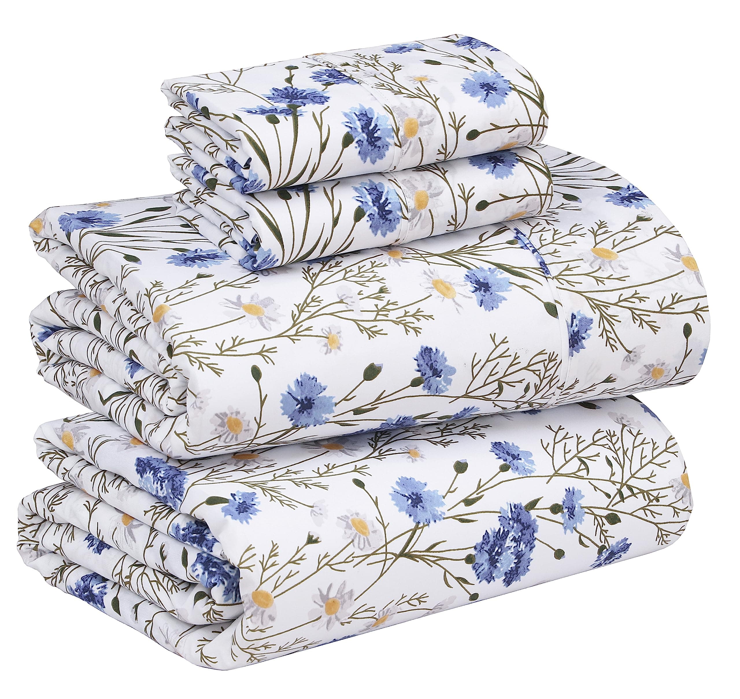RUVANTI 100% Cotton Queen Sheets, Percale Queen Sheet Set, Sweet Pea — product image 1