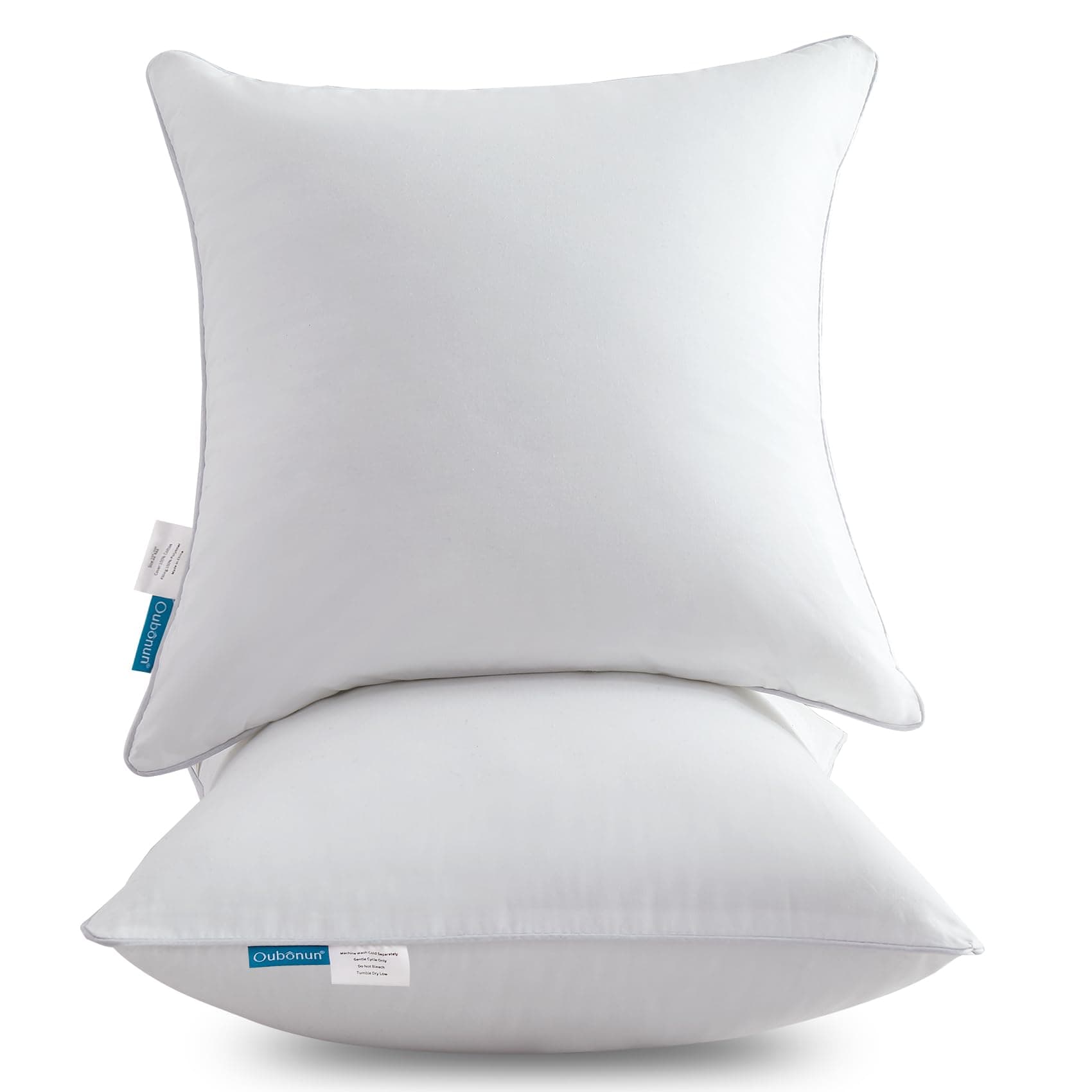 Oubonun 18"x18" Pillow Inserts (Set of 2) - Throw Pillow Inserts with 100% Cotton Cover - 18 Inch Square Interior Sofa Pillow Inserts - Decorative Pillow Insert Pair - White Couch Pillow — product image 1