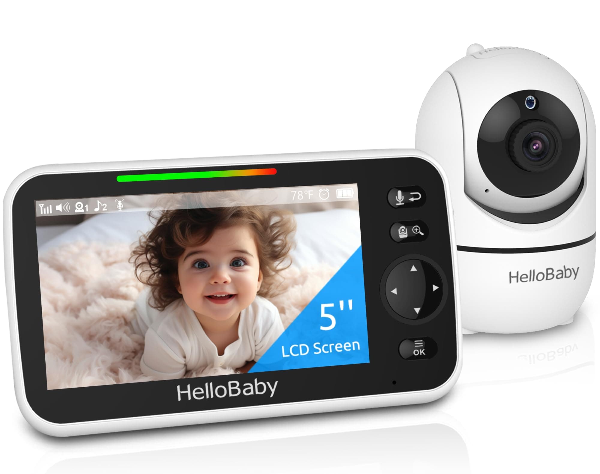 HelloBaby No WiFi Baby Monitor Camera and Audio HB6550, 5" Video Screen — product image 1