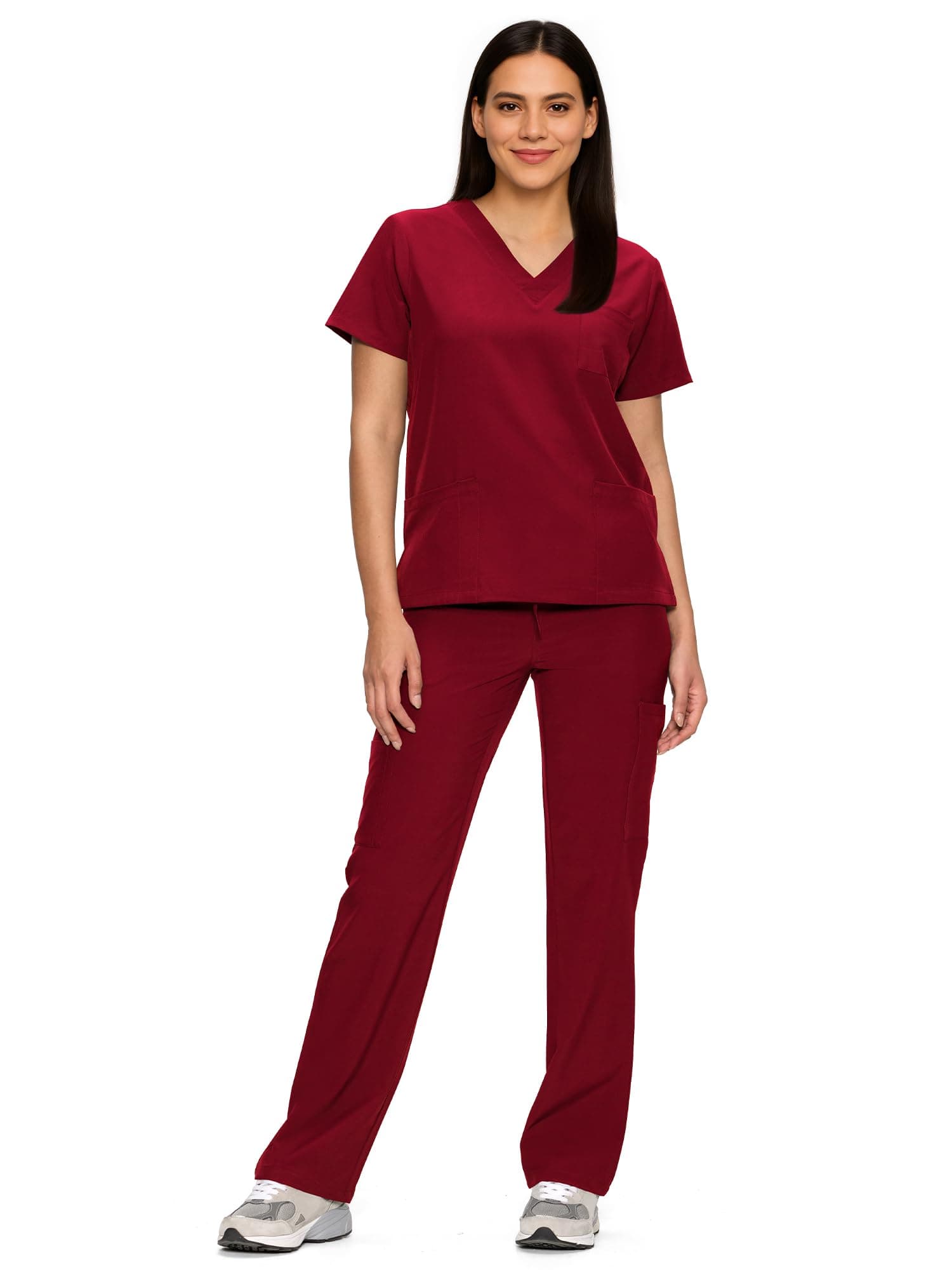 Scrubs for Women Set, V-Neck Top & Straight Leg Pants with 11 Pockets — product image 1