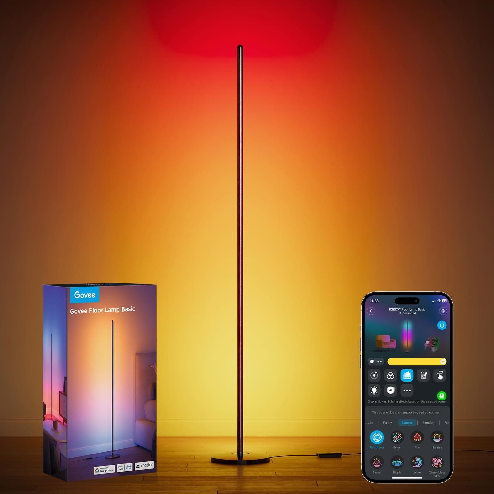 Govee RGBIC Floor Lamp Basic, 1000lm LED Corner Lamp, Black — product image 1