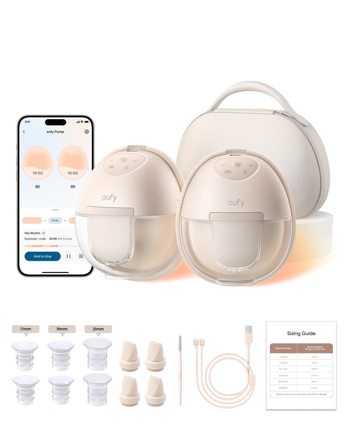 eufy Heated Wearable Breast Pump S1 Pro, Charging Case, Hands-Free — product image 1