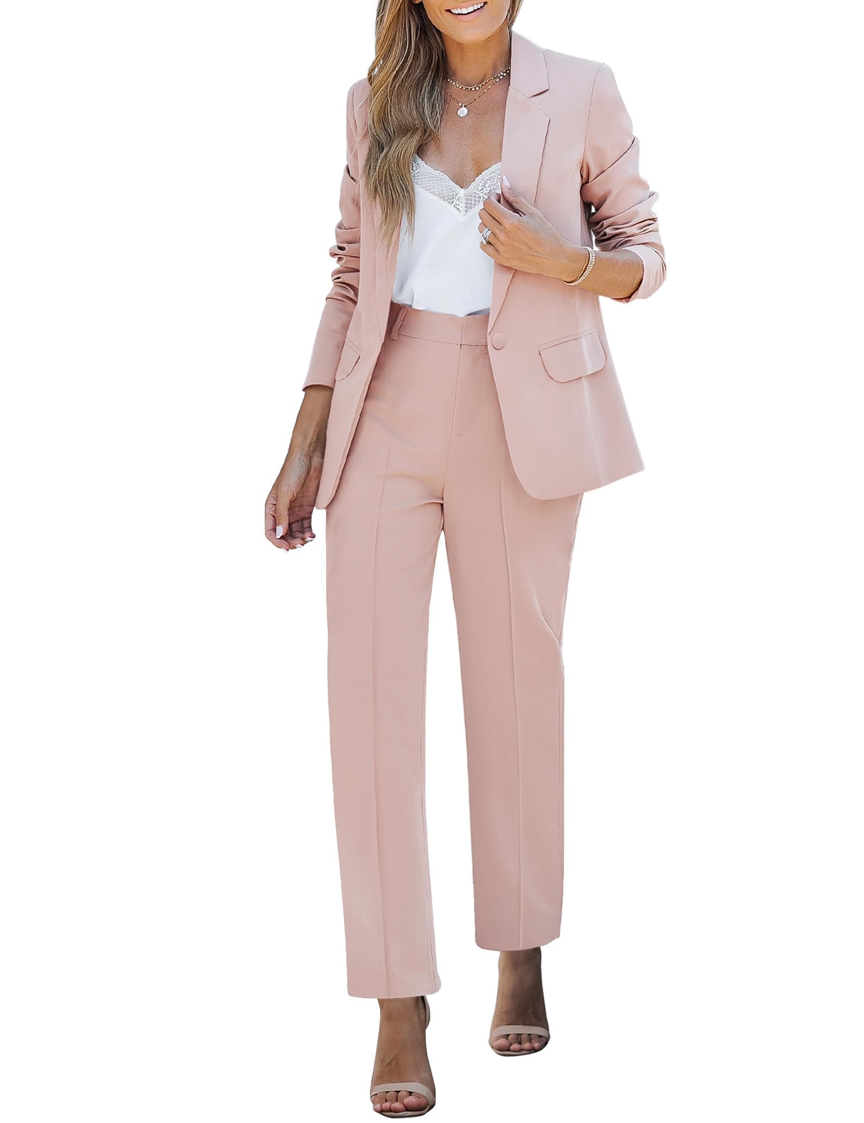 luvamia Women's Two Piece Sets Pants Suits Dressy Business Casual Outfits Professional Blazer Pantsuits Set Work Office — product image 1