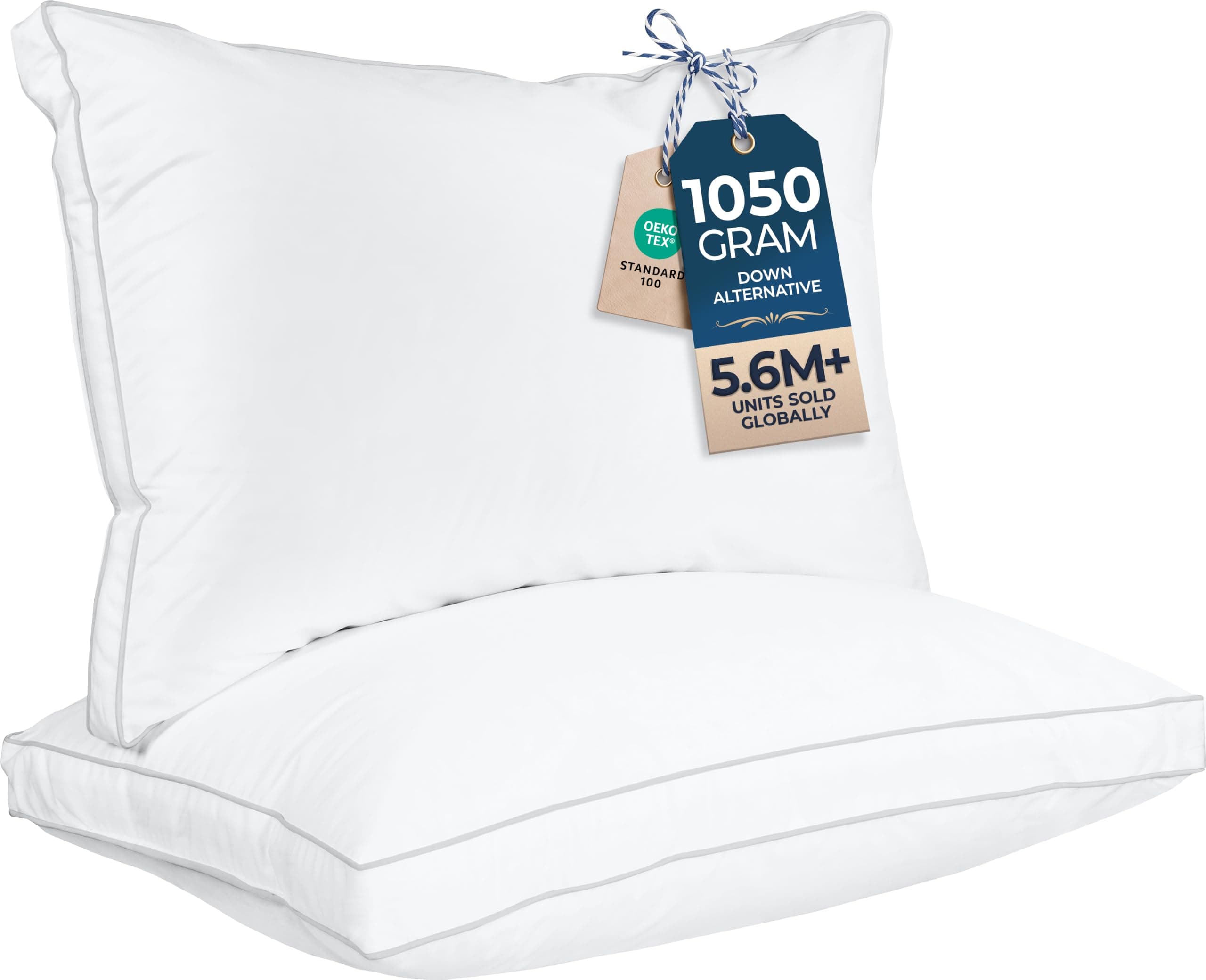 Utopia Bedding Gusset Bed Pillow, Hotel Pillows Queen Size Set of 2, White — product image 1