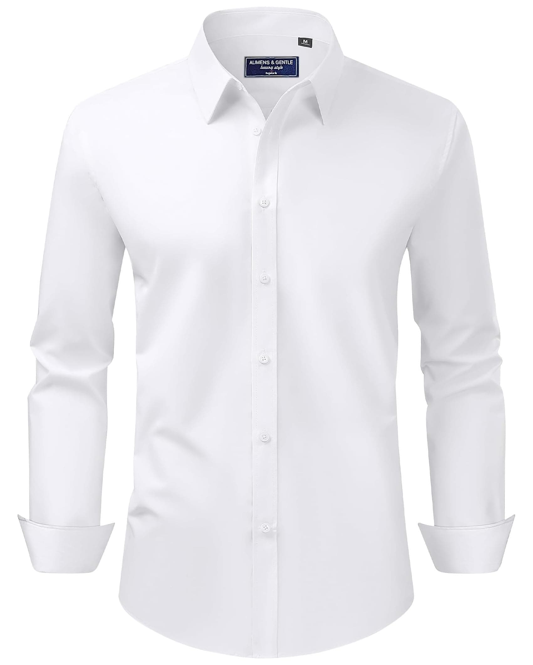 Alimens & Gentle Men's Dress Shirt Regular Fit Stretch Stain Shield Long Sleeve Solid Business Wedding Button Down Shirts — product image 1