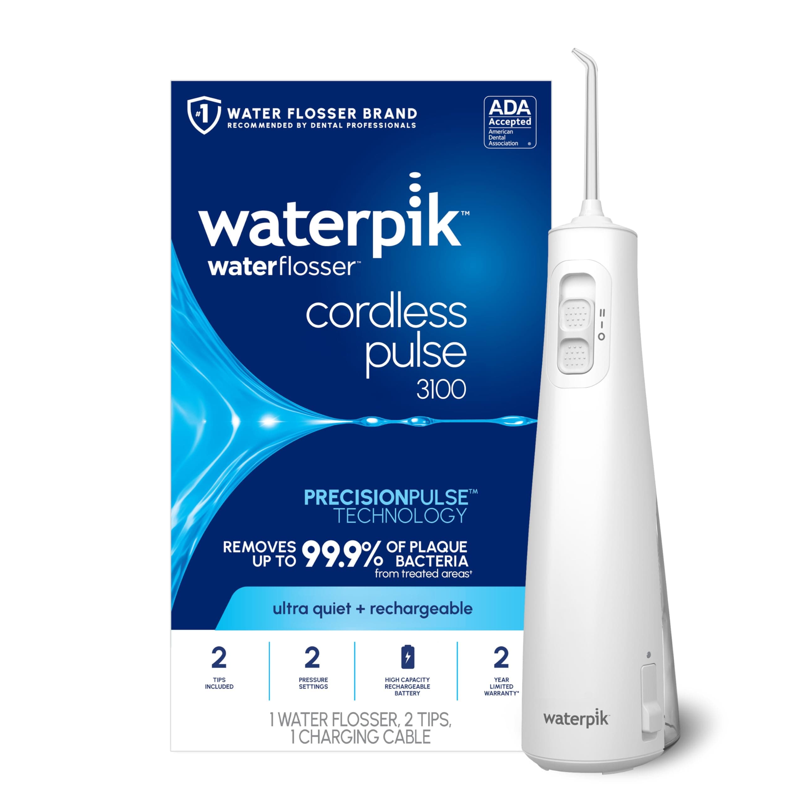 Waterpik Cordless Pulse 3100 Portable Water Flosser, Rechargeable, White — product image 1