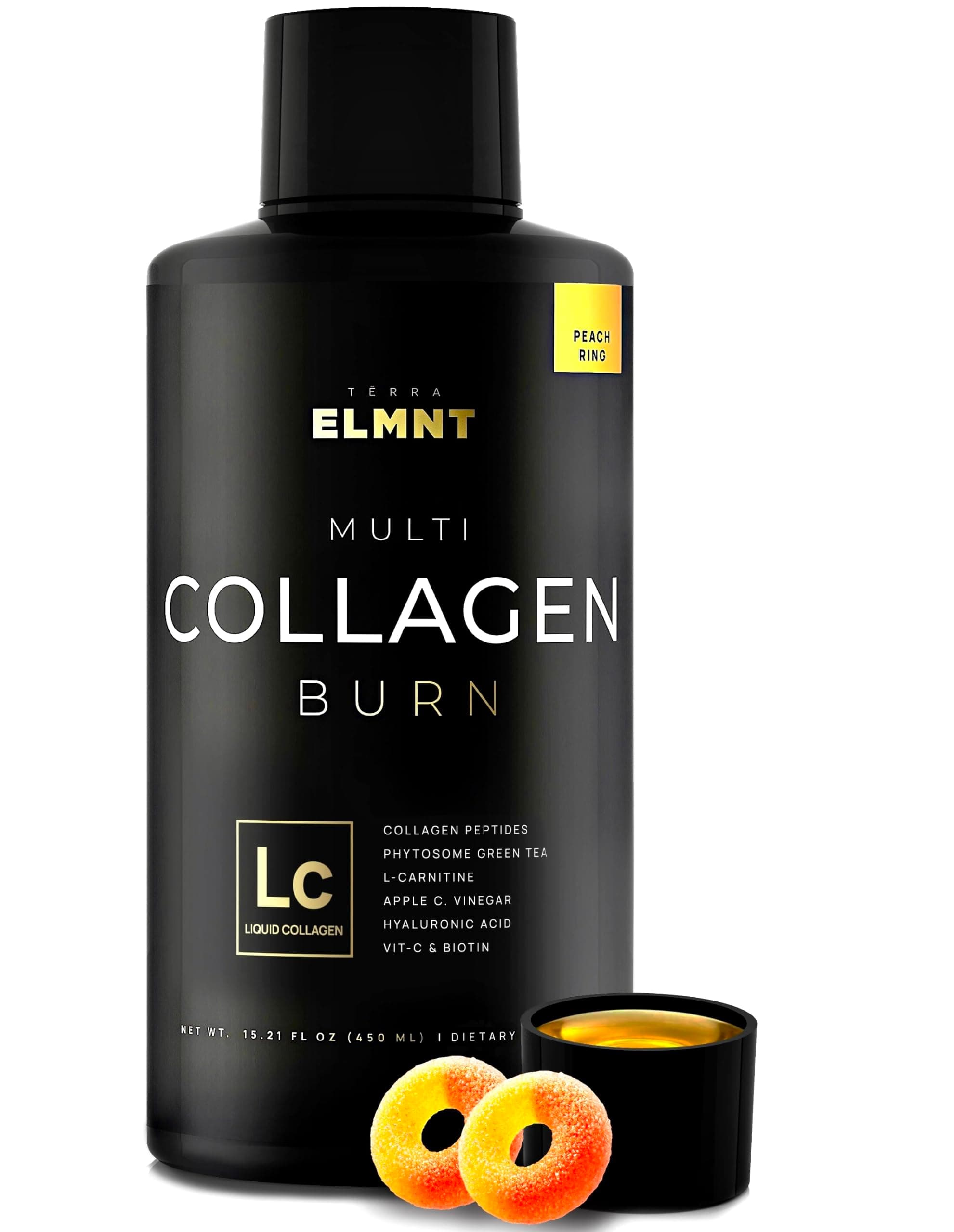 Premium Liquid Collagen for Women Weight Loss & Beauty w. Hyaluronic Acid, Biotin, L-Carnitine, ACV - Ultra Pure Multi Collagen Protein Shots Drink Hair Skin Liquid Vitamins, Colageno (Peach Ring) — product image 1