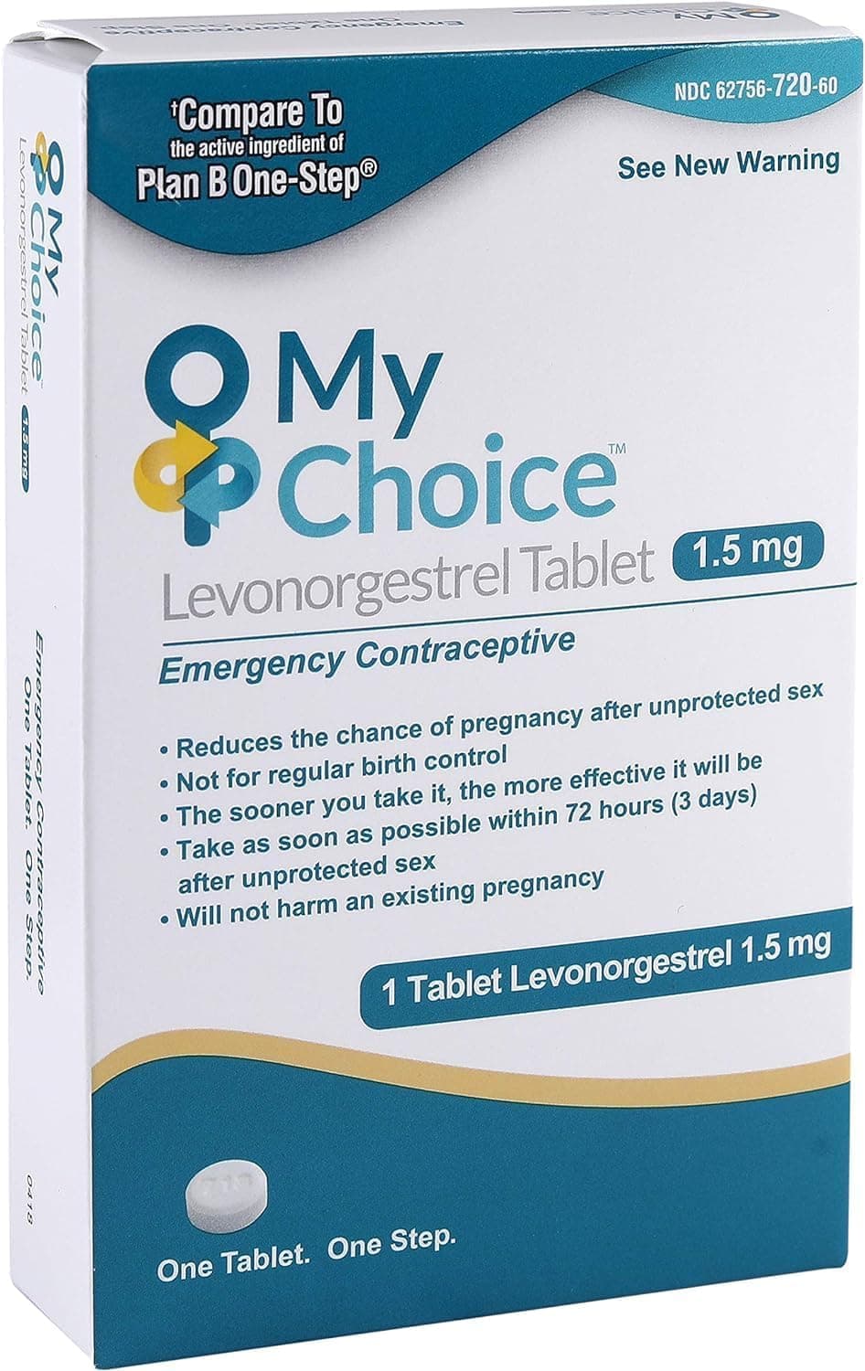Ohm My Choice Emergency Contraceptive Pill. A Safe and Effective Way to Lower Your Chances to get Pregnant After unprotected Sex. Active Ingredient Levonorgestrel Tablet 1.5mg (1 Count (Pack of 1)) — product image 1