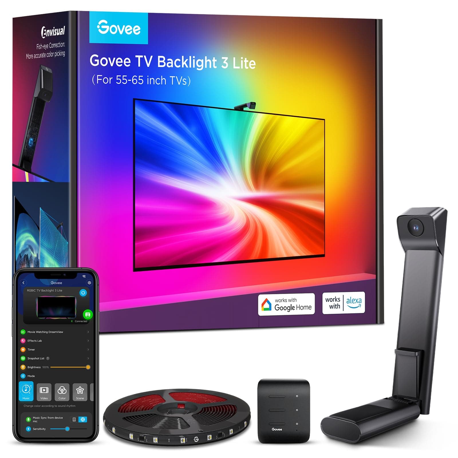 Govee TV Backlight 3 Lite, 11.8ft LED Strip Lights Sync with 55-65 Inch TVs — product image 1