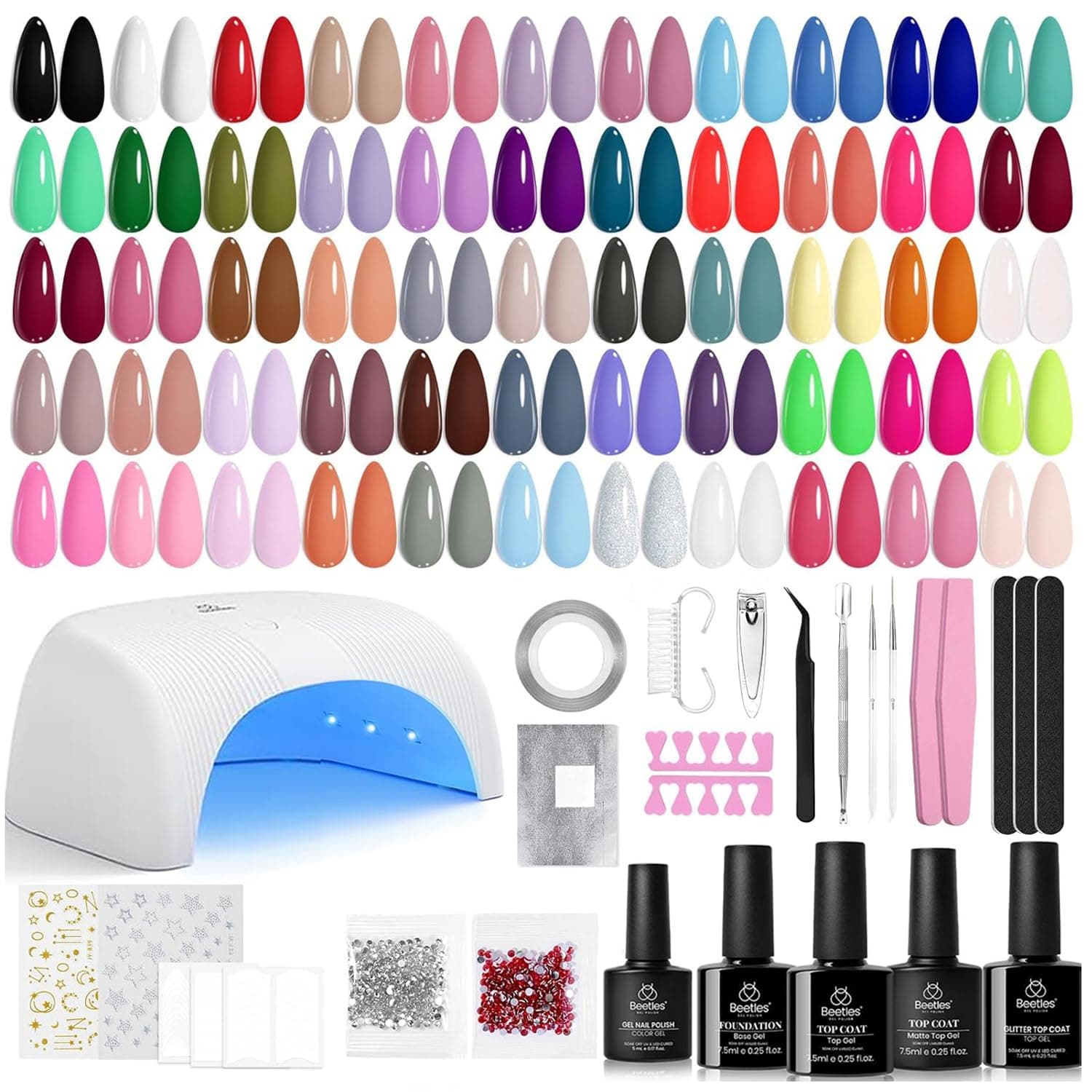 Beetles Gel Nail Polish Kit with U V Light - 80Pcs 55 Colors Gel Nail Kit — product image 1