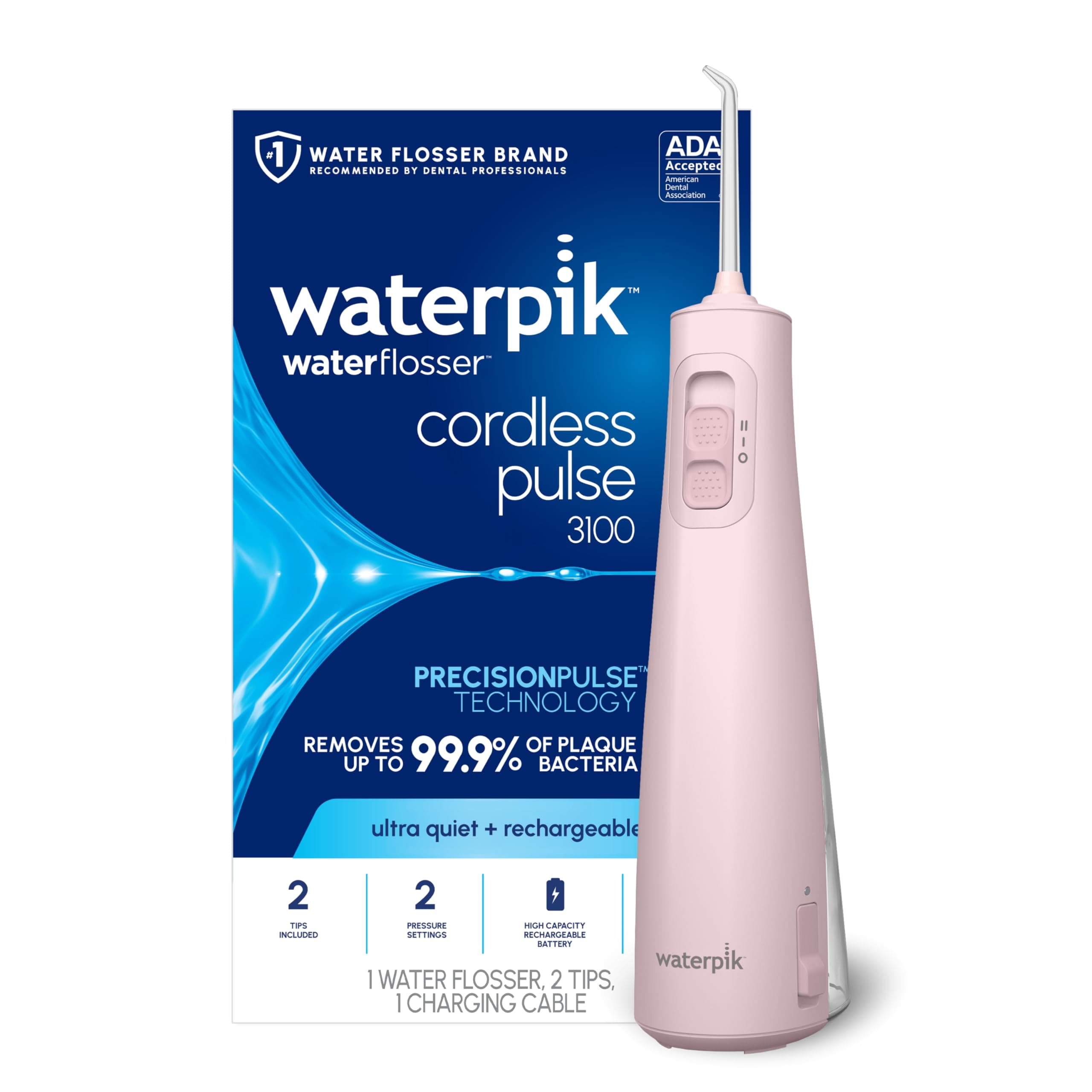 Waterpik Cordless Pulse 3100 Portable Water Flosser, Rechargeable, Pink — product image 1