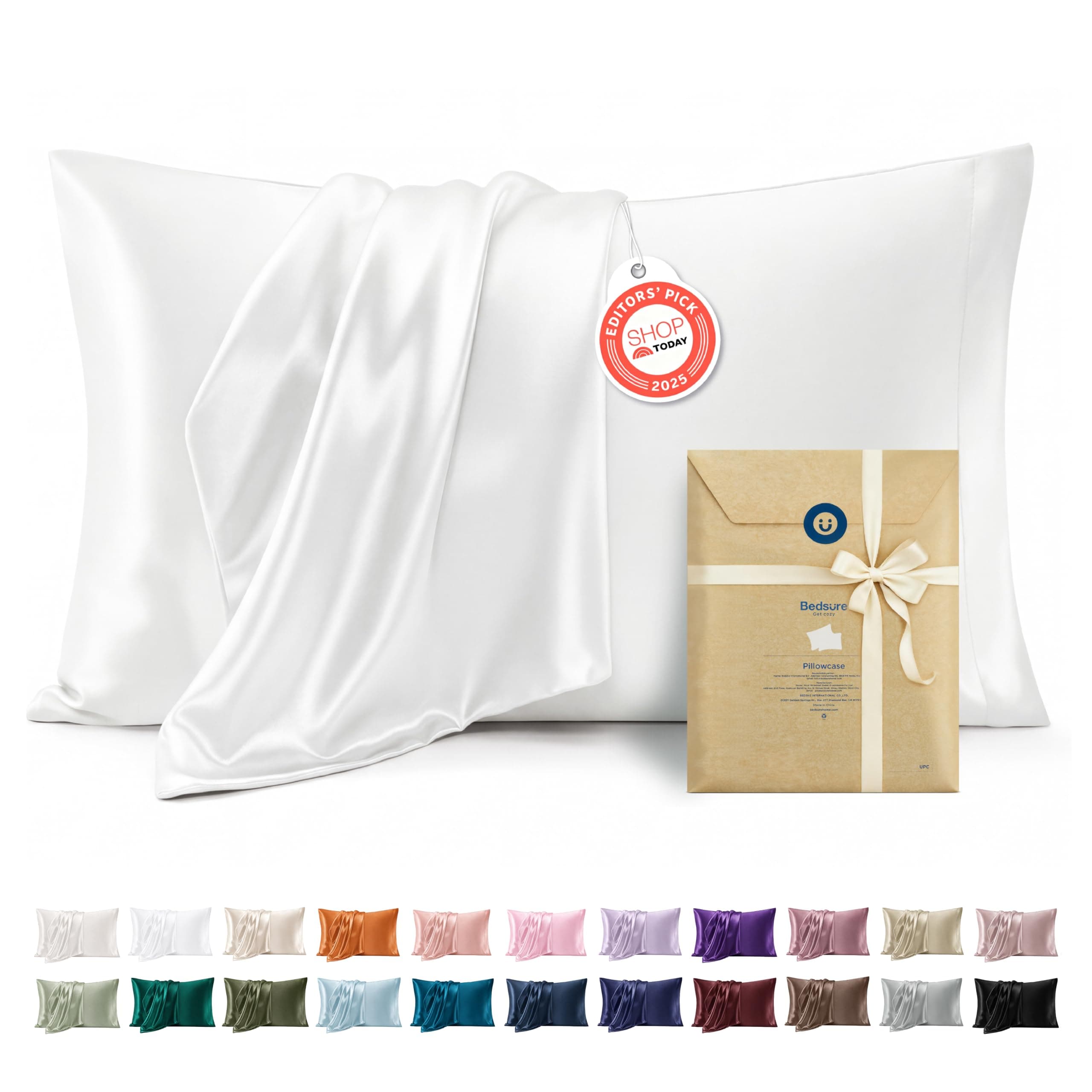 Bedsure Satin Pillowcases King Set of 2, Similar to Silk Pillow Cases White — product image 1