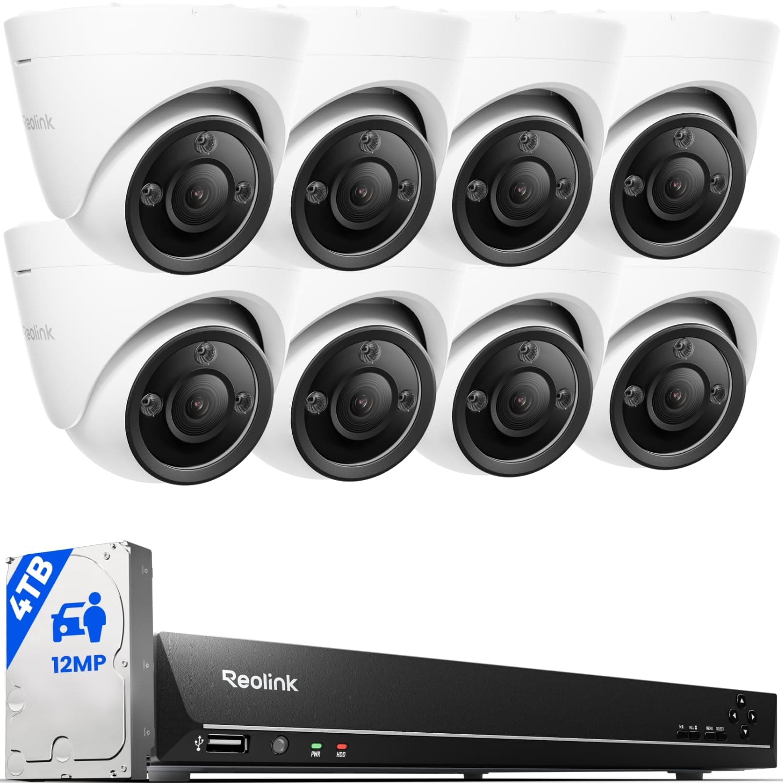 REOLINK 16CH 12MP PoE Security Camera System with 4TB HDD RLK16-1200D8-A — product image 1