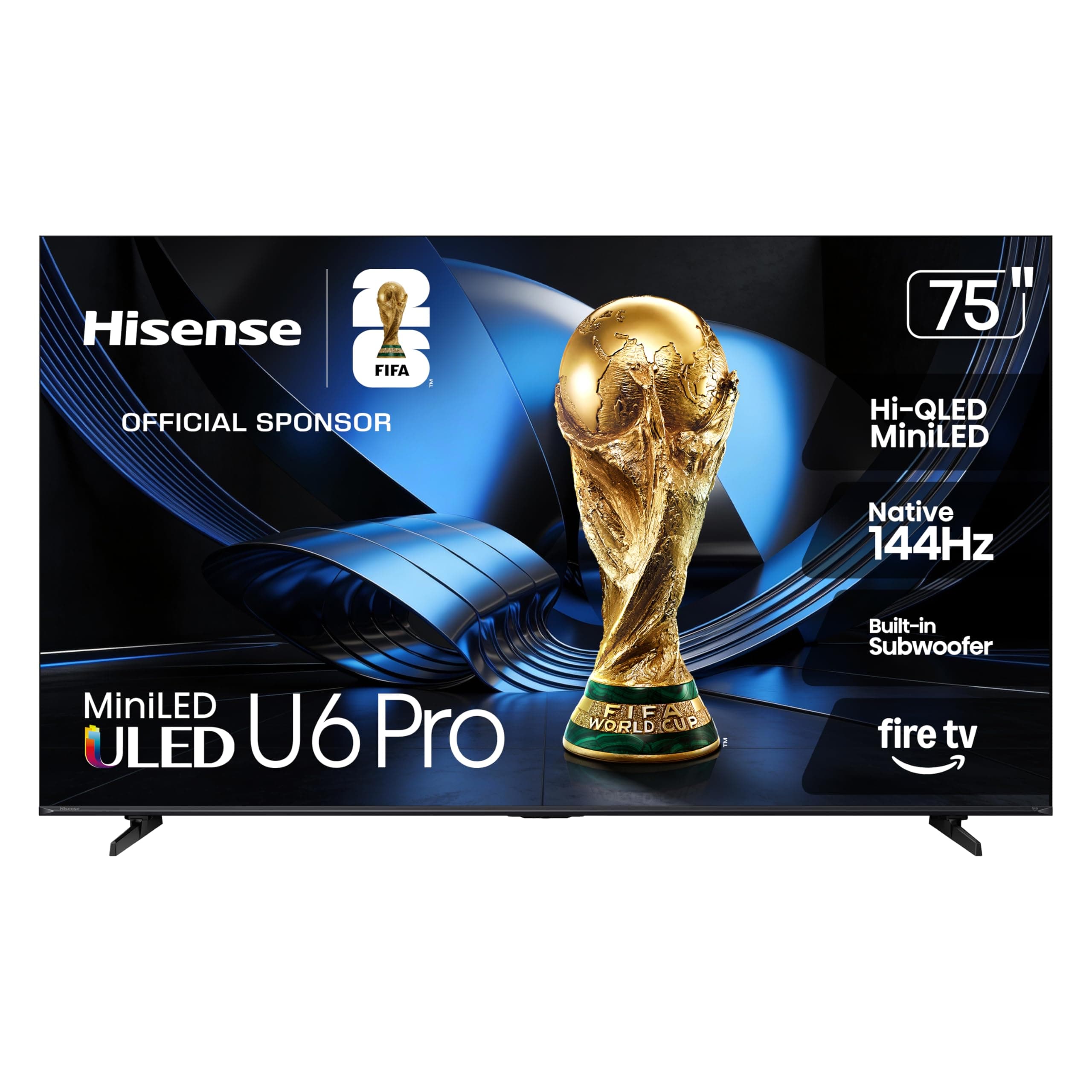 Hisense 75" U6 Pro Series Mini‑LED ULED 4K UHD HDR Gaming AI Smart Fire TV (75U6SF Pro, 2026 New) – Hi-QLED, Native 144Hz, Motion Rate 480, Dolby Vision IQ · Atmos, HDR10+, Glare-Free, Alexa+ — product image 1