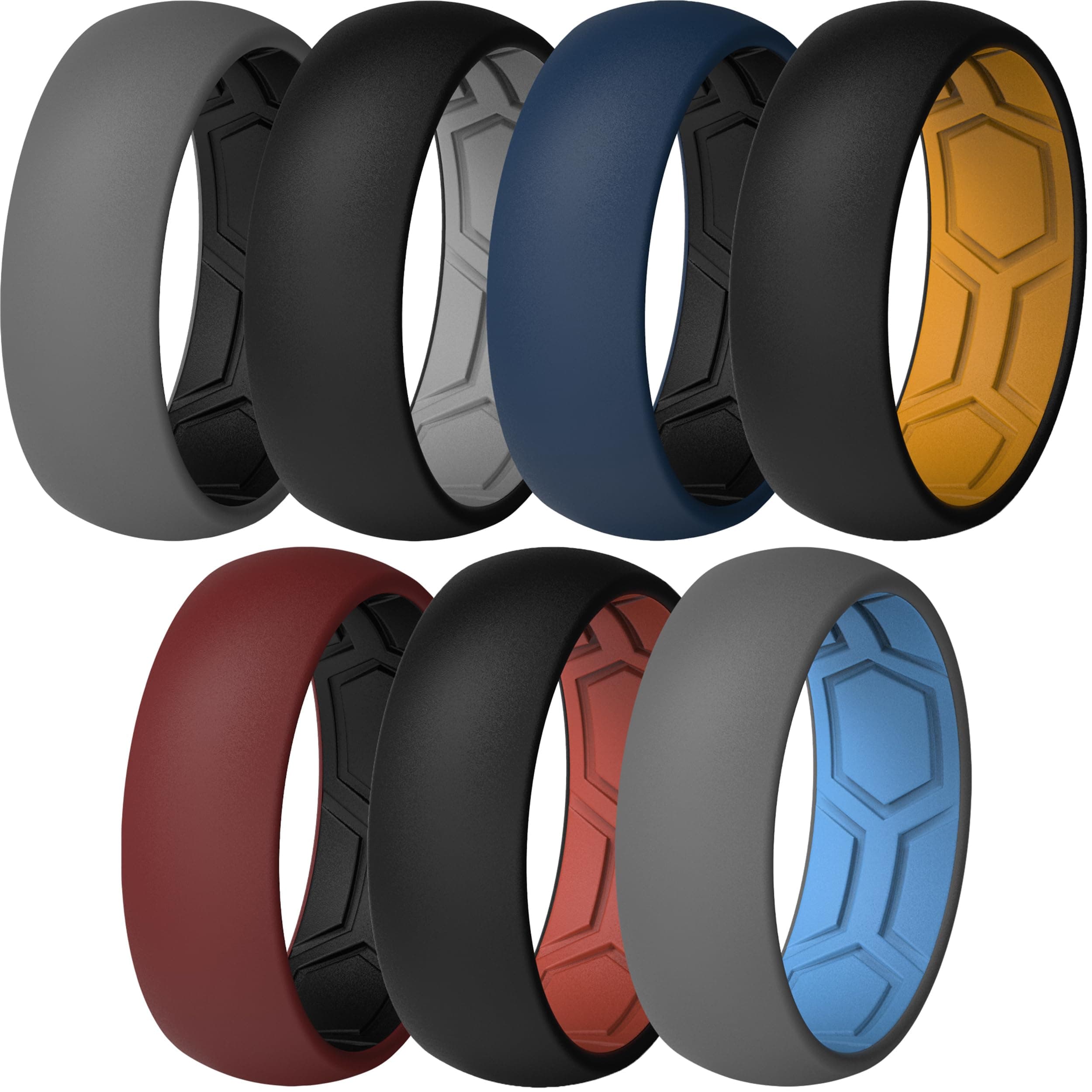 ThunderFit Men's Air Groove Silicone Rings, Breathable, 7.8mm Wide — product image 1